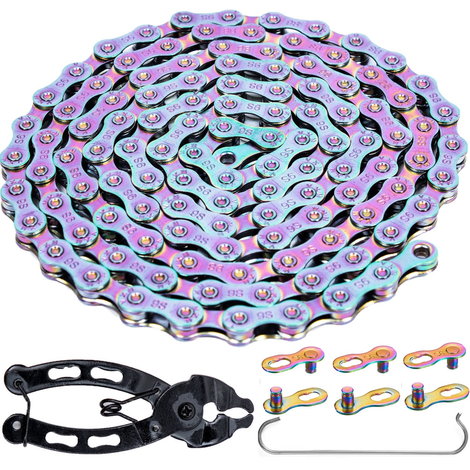 YBEKI Bike Chain 6/7/8/910/11 Speed Bicycle Chain 116 Links (6/7/8 Speed, Multicolour, 1)