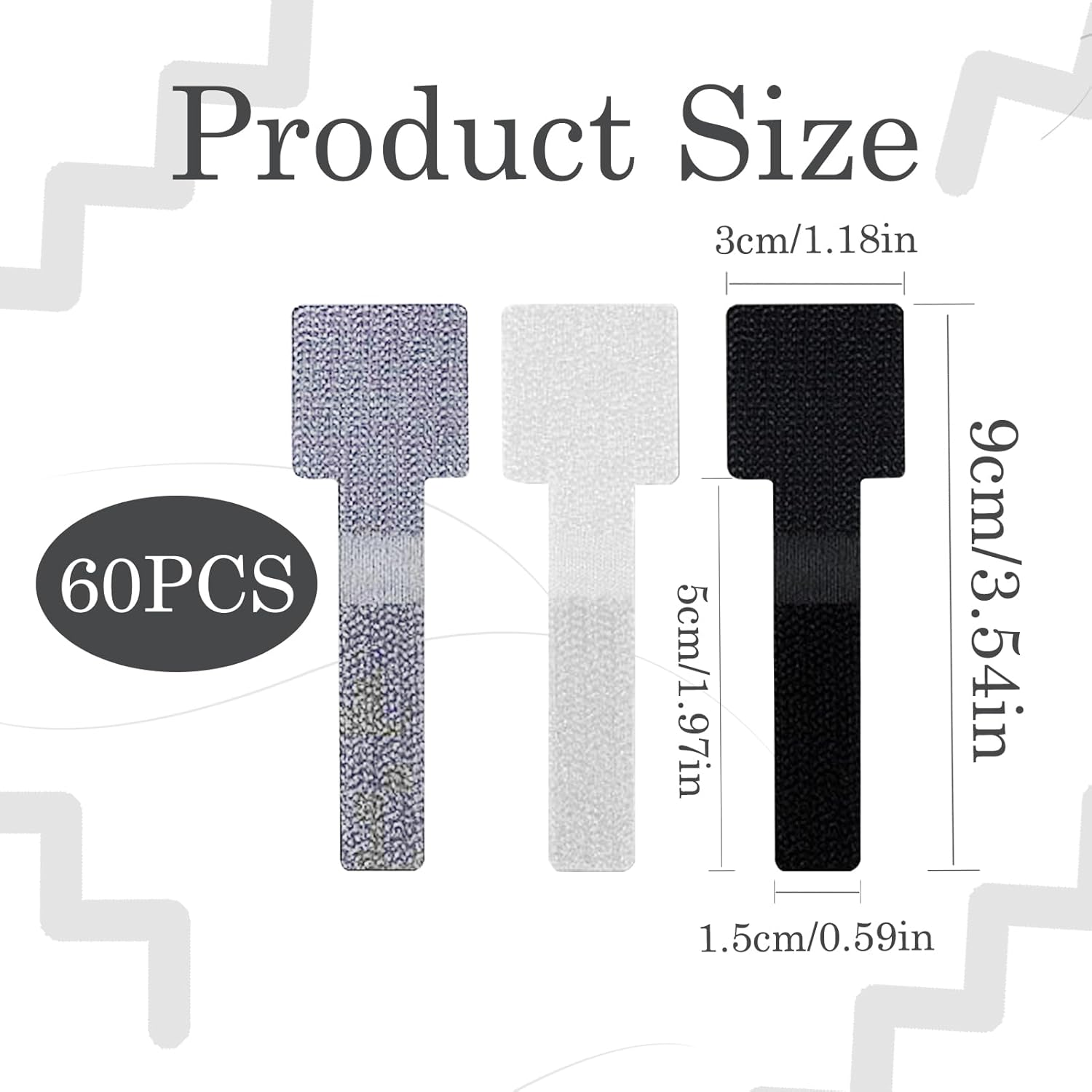 60 Pcs Cable Ties for Cable Management, Cable Organiser, Self Adhesive Hook and Loop Suitable for Mobile Phones and Electronic Devices, Strap for Organizing Data Cables, Household & Office Essentials image number 1