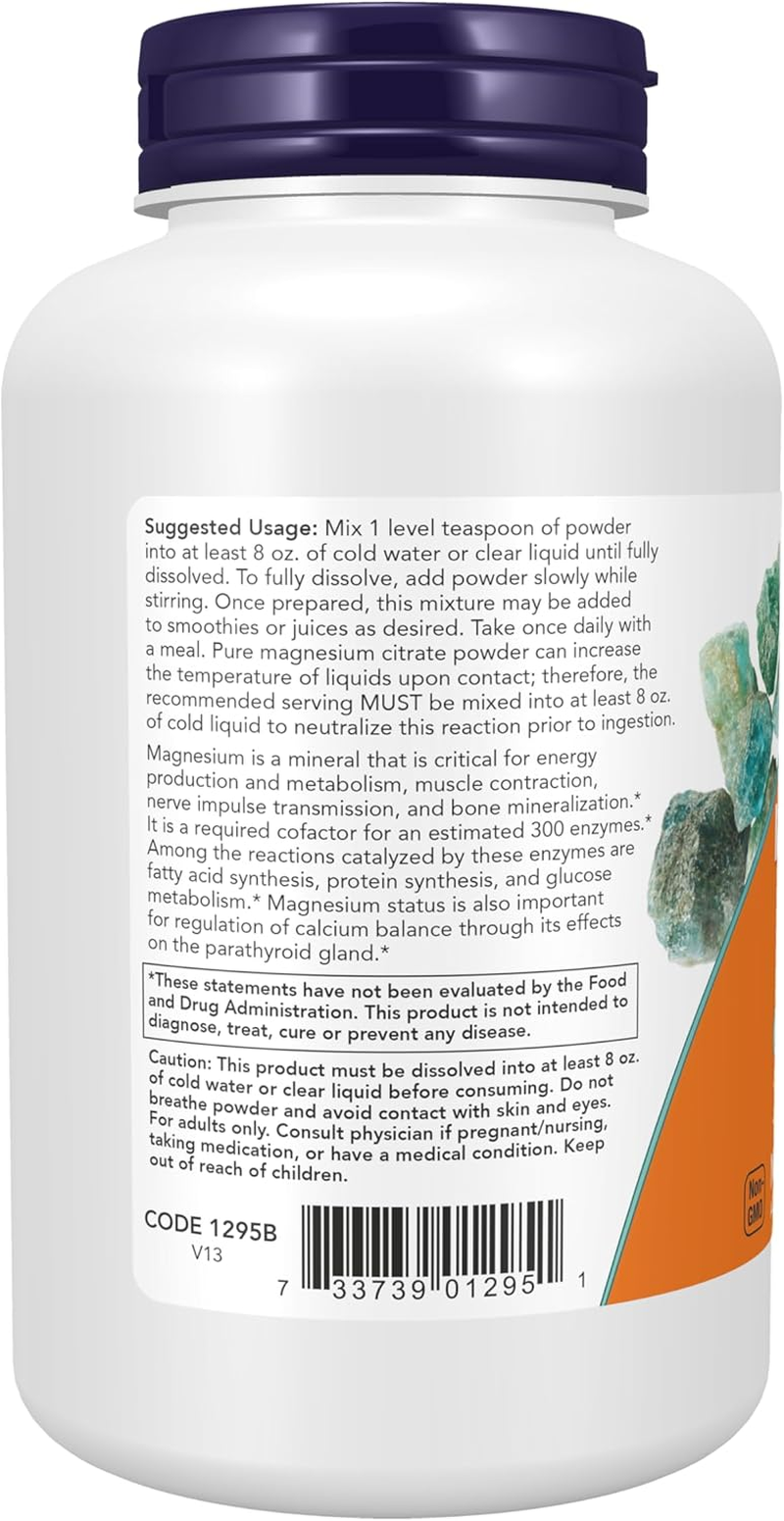 NOW Magnesium Citrate Pure Powder, 8-Ounce image number 3