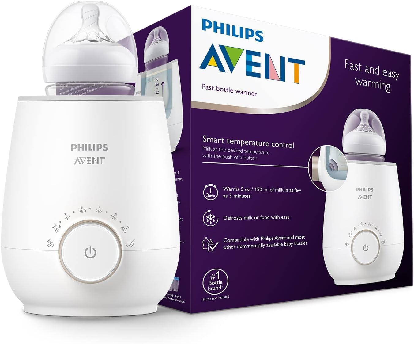 Philips Avent Premium Bottle Warmer with Smart Temperature Control: Warms Evenly, No Hotspots, Keep Warm & Auto Shut-Off, SCF358/00 image number 1