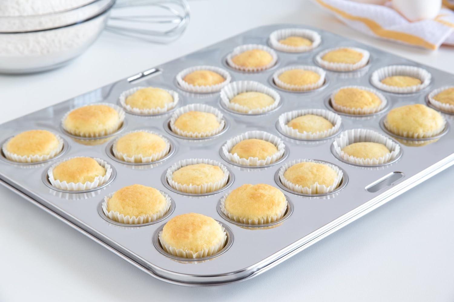 Fox Run 4866 Mini Muffin Pan, 24 Cup, Stainless Steel image number 1