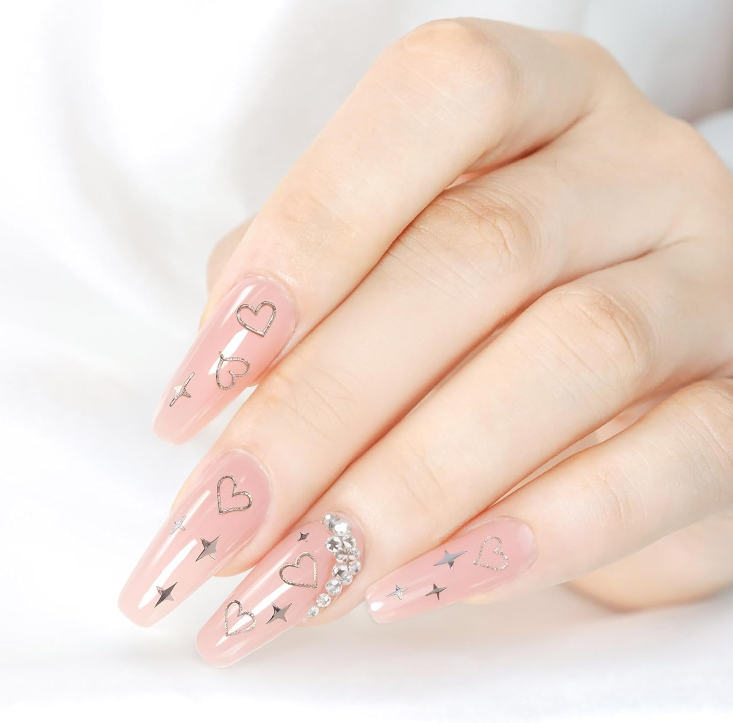 OFFIGAM 5 Sheets Nail Art Stickers Silver Stars Small Design Star Nail Decals Sparkle Metal image number 6