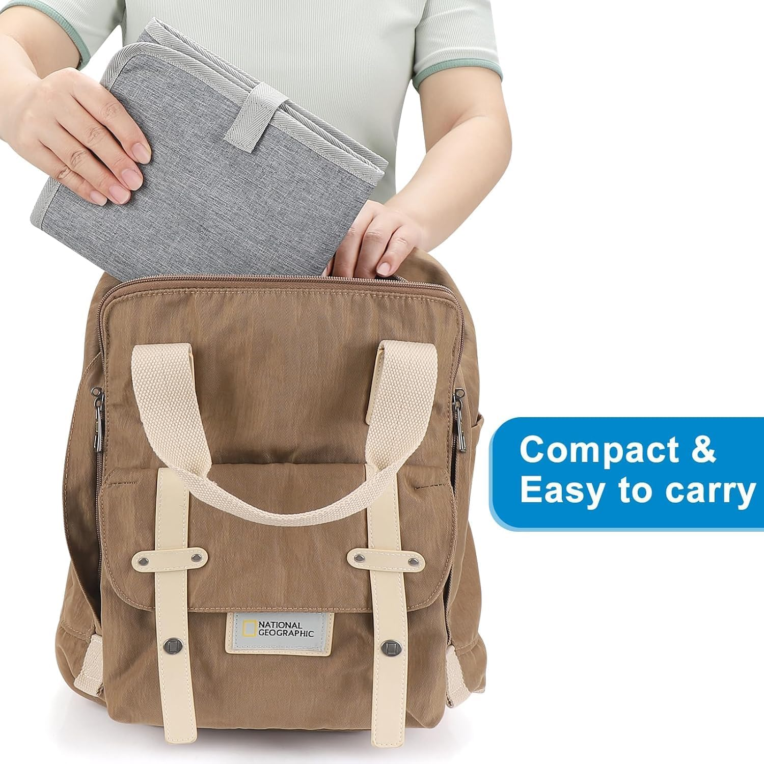 Wiseuwise Portable Diaper Changing Pad, Waterproof Baby Changing Mat, Foldable Portable Travel Changing Pads for Baby, Grey image number 1