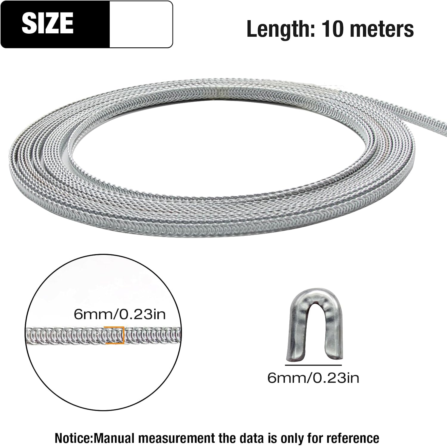 10 Yards 1/4" Metal Steel Corset Boning Spiral Boning Precut with 50 Steel Boning Tips Structure and Form for Sewing Corset, Costume, Collar, Cuff and More (6Mm)