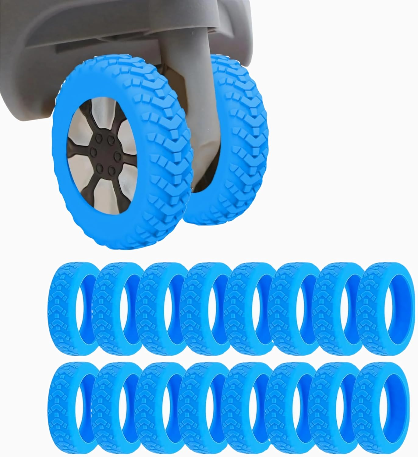 16 Luggage Wheel Protection Covers, Noise-Proof Glider Protection, Rubber Wheel Covers for Luggage Double-Wheel Office Chairs, Dust and Scratch Noise Reduction image number 5