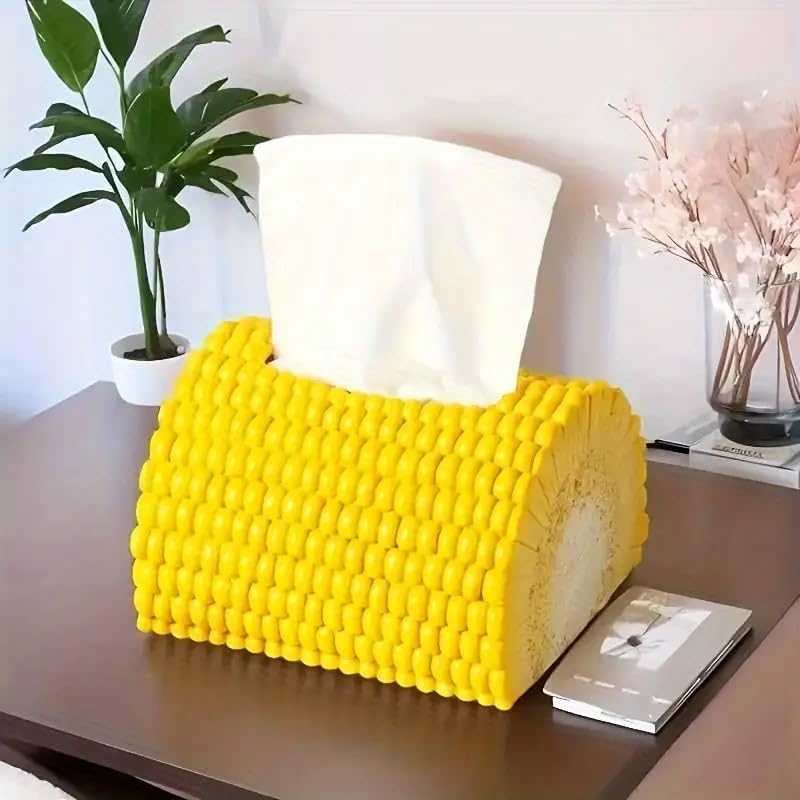 AIMALL Creative Corn-Shaped Tissue Box 5.9 X 5.1 X 3.9 Inches Desktop Storage Container for Living Room Coffee Table Home Decor image number 6