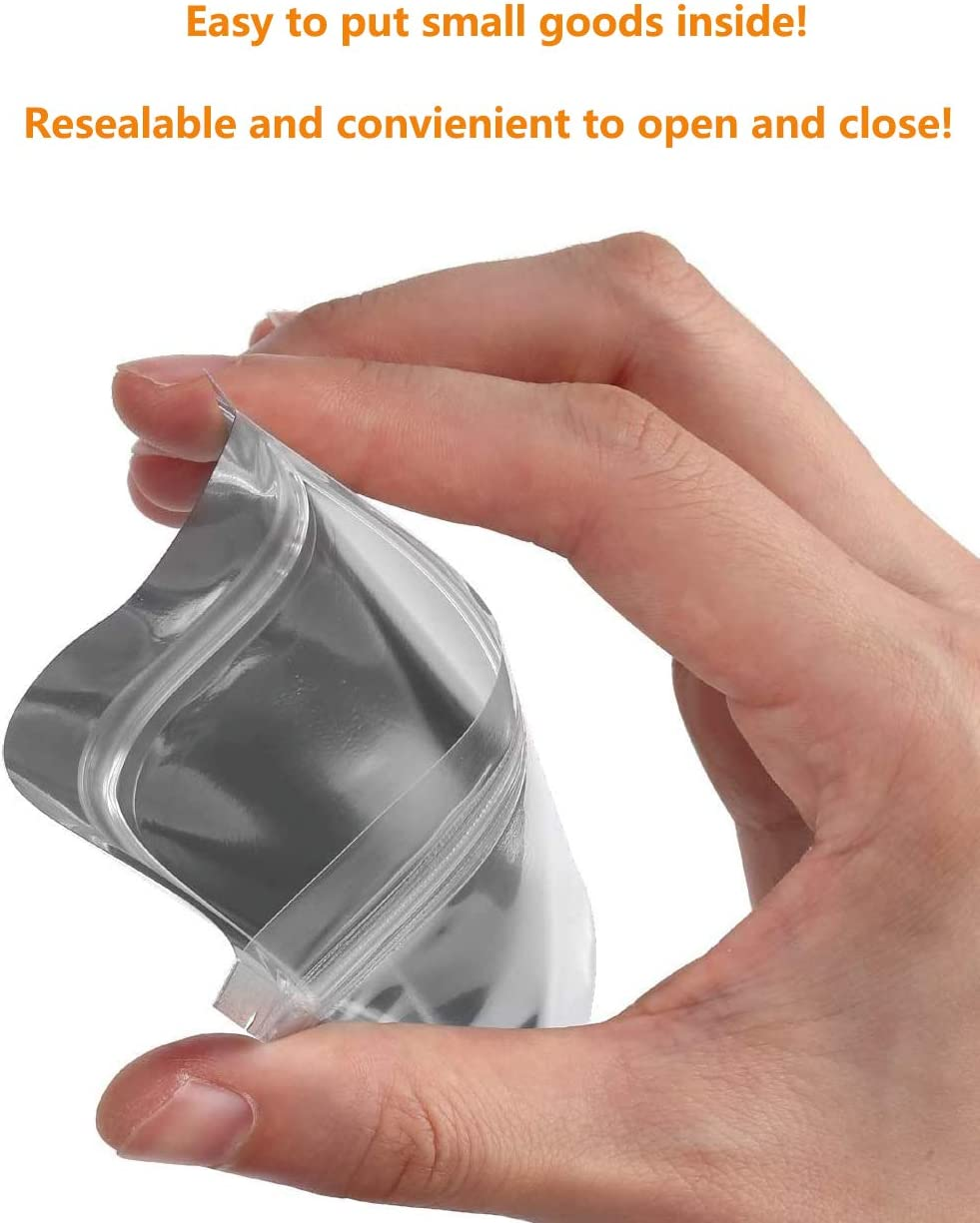 100PCS Candy Bags with Clear Window, 18X26Cm Stand up Aluminum Foil Bags, Smell Proof Bags,Reclosable Reusable Food Pouches Bags with Zip Lock,Sealable Treat Bags for Snacks Beans Coffee image number 6