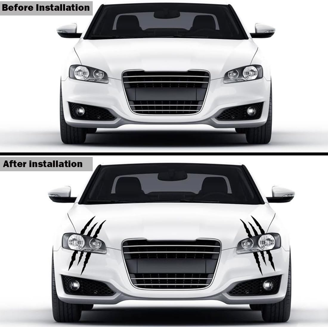 2 PCS Claw Mark Car Decal,Headlight Car Stickers,Monster Claw Marks Reflective Sticker,Stripes Scratch Decal Vinyl for Cars,Window,Motorcycles (Black)