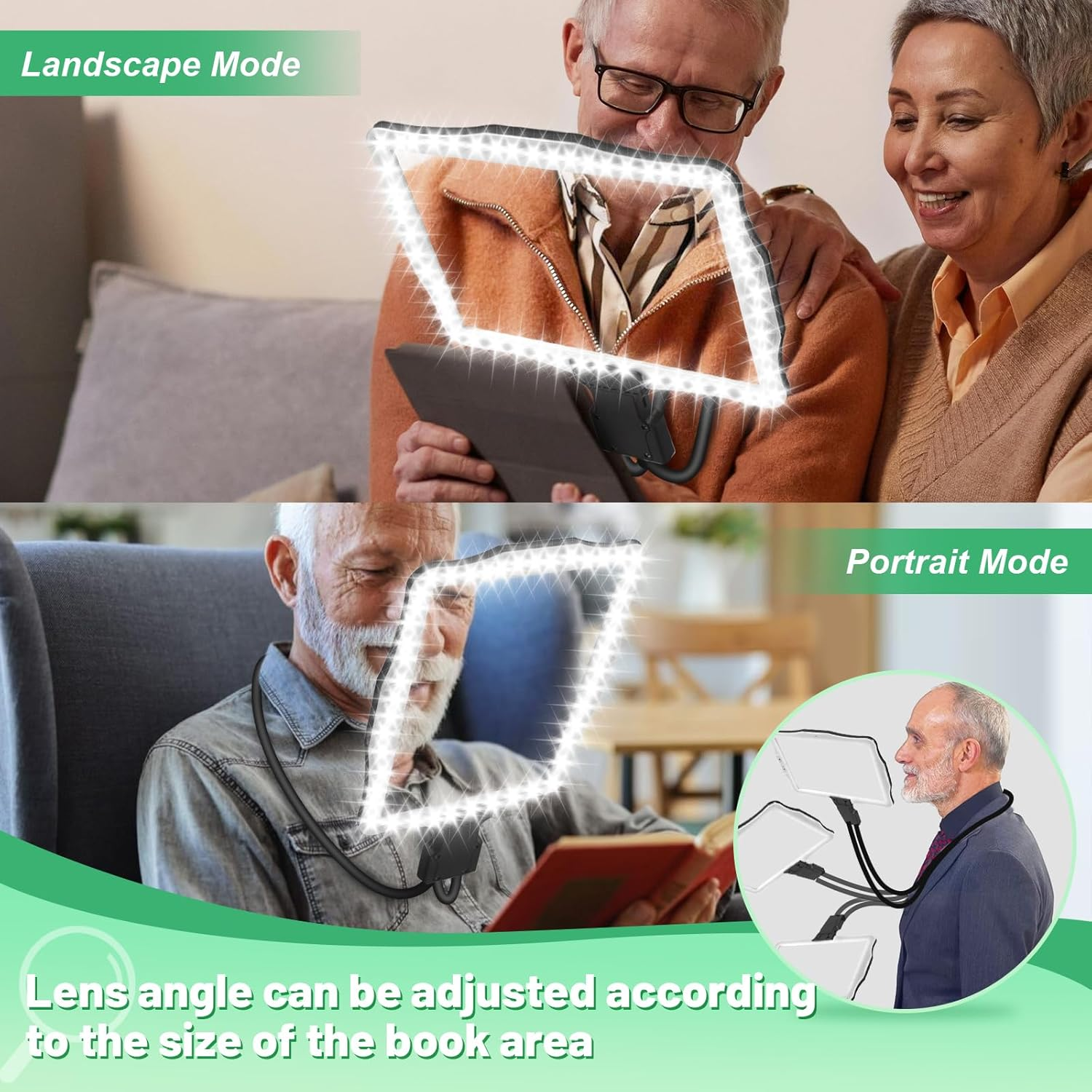 10X Large Magnifying Glass with Light for Reding,Book Page Hands-Free Magnifier with 50 Led Light Neck-Wear Flexible Gooseneck Magnifying Glass for Elderly,Close Worker,Embroidery,Sewing,Crafts