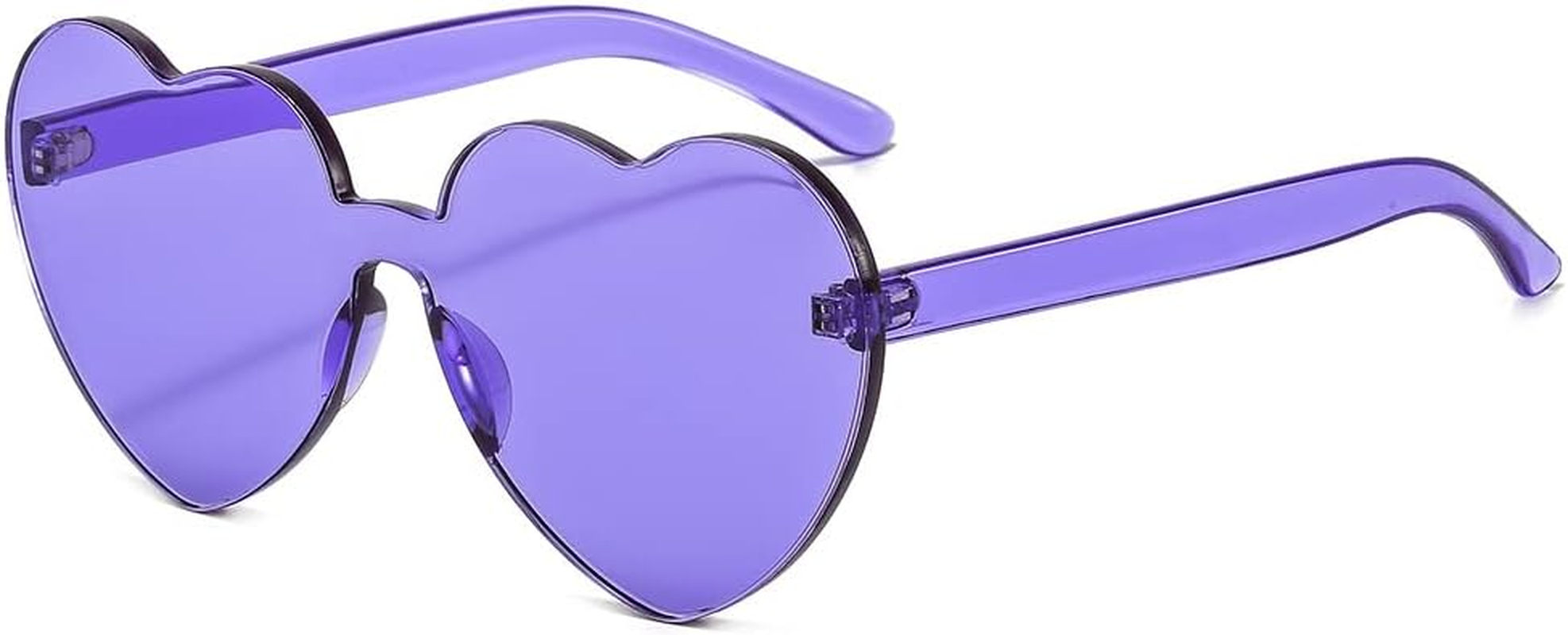 Yoothink Love Heart Shaped Sunglasses for Women Colorful Rimless Sunglasses Party Sunglasses image number 2
