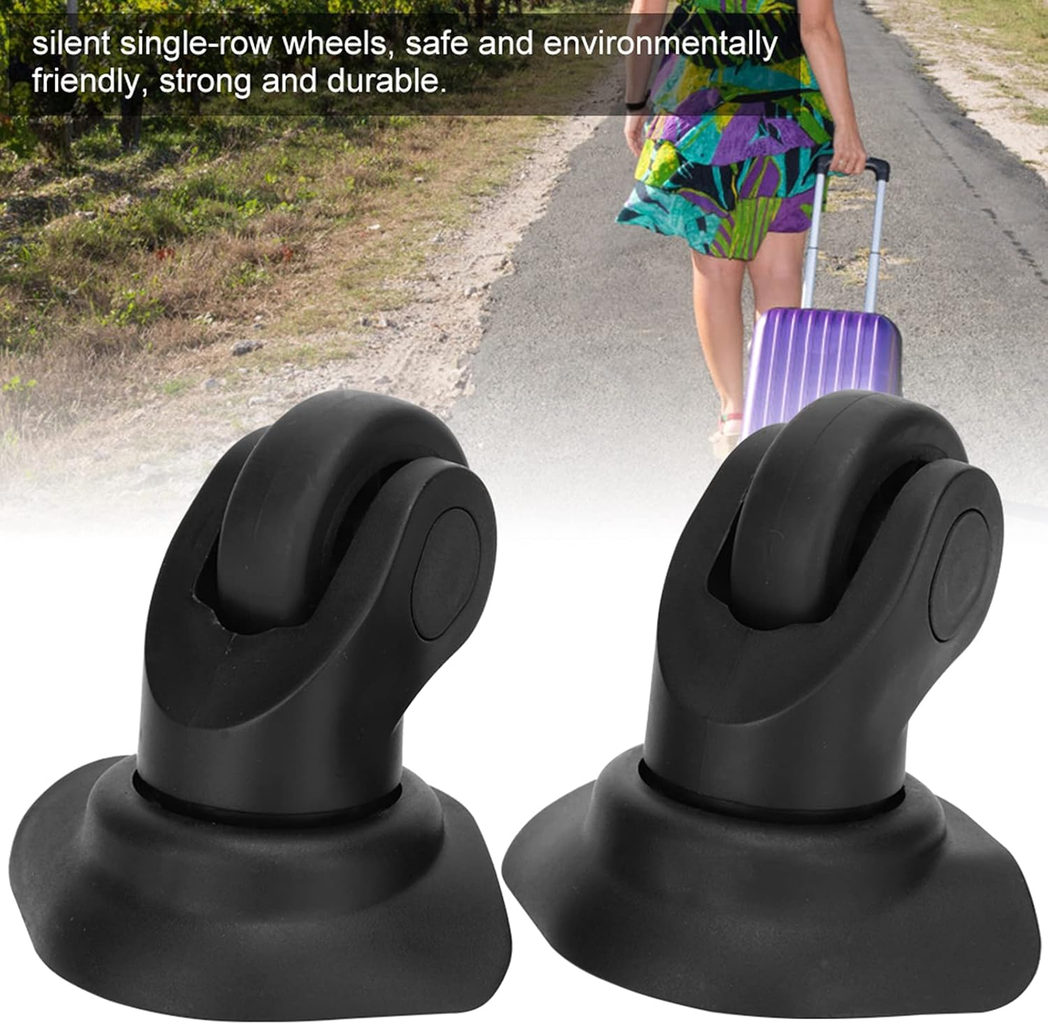 Locadence Suitcase Replacement Wheel, PP PET Black Single Row Wheels Mute High Pressure Resistance Universal Wheel for Luggage Cases Accessory image number 4