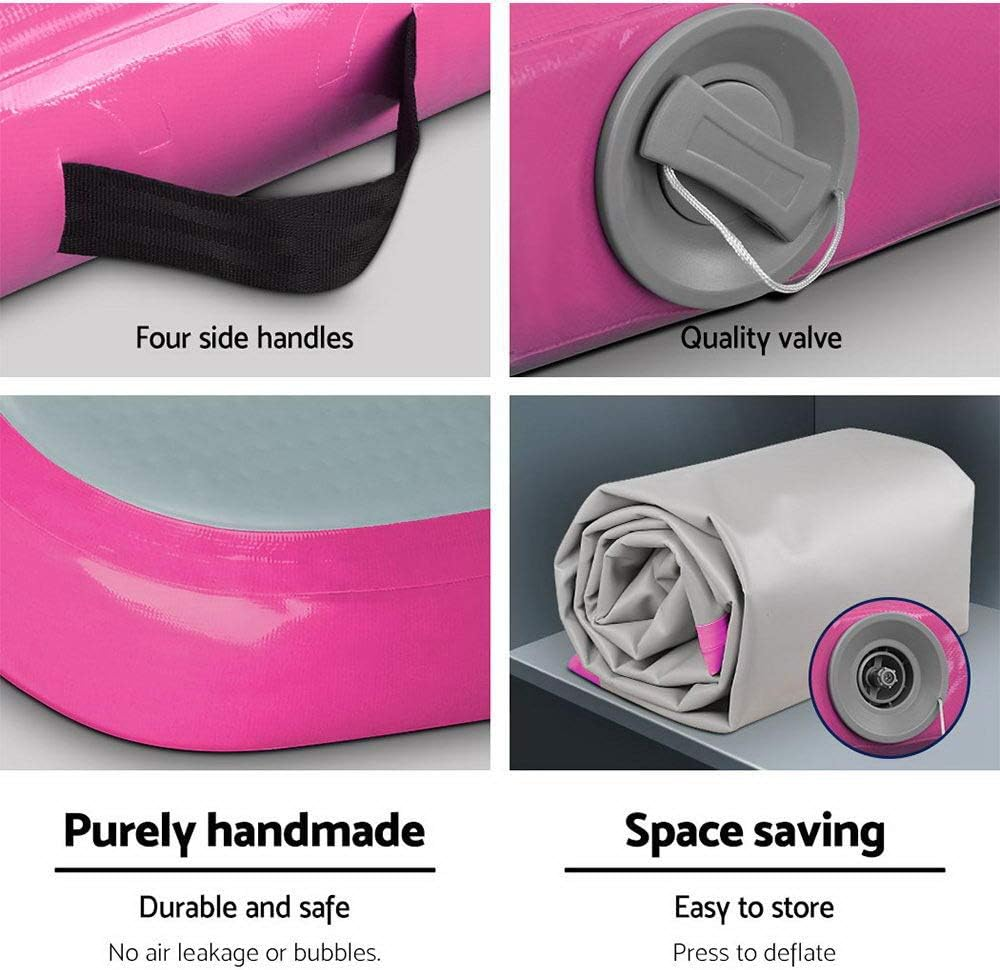 X 1M Air Track Mat Gymnastic Tumbling Pink Grey Inflatable Exercise Mat Fitness image number 4