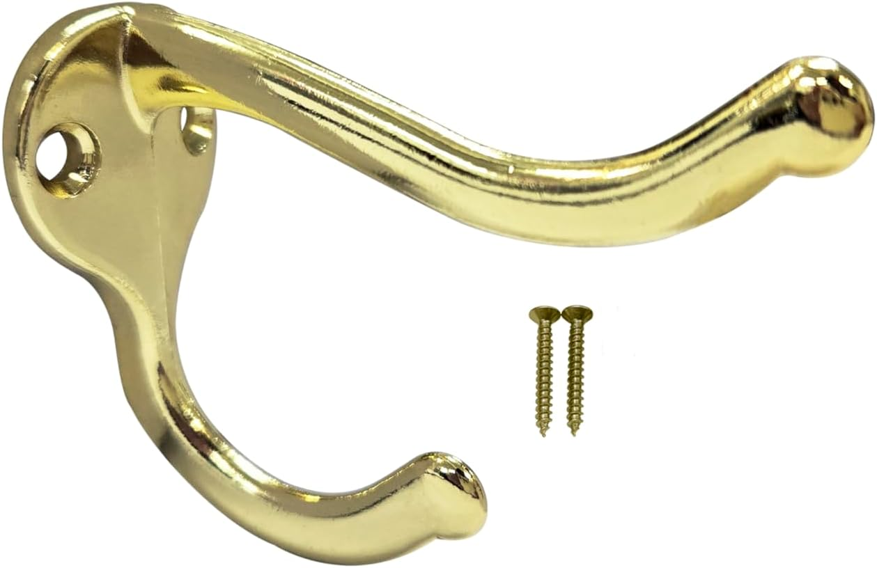 QCAA Premium Quality Single Prong Robe Hook Hanger, Zinc Die Cast, Matte Black, 6 Pack