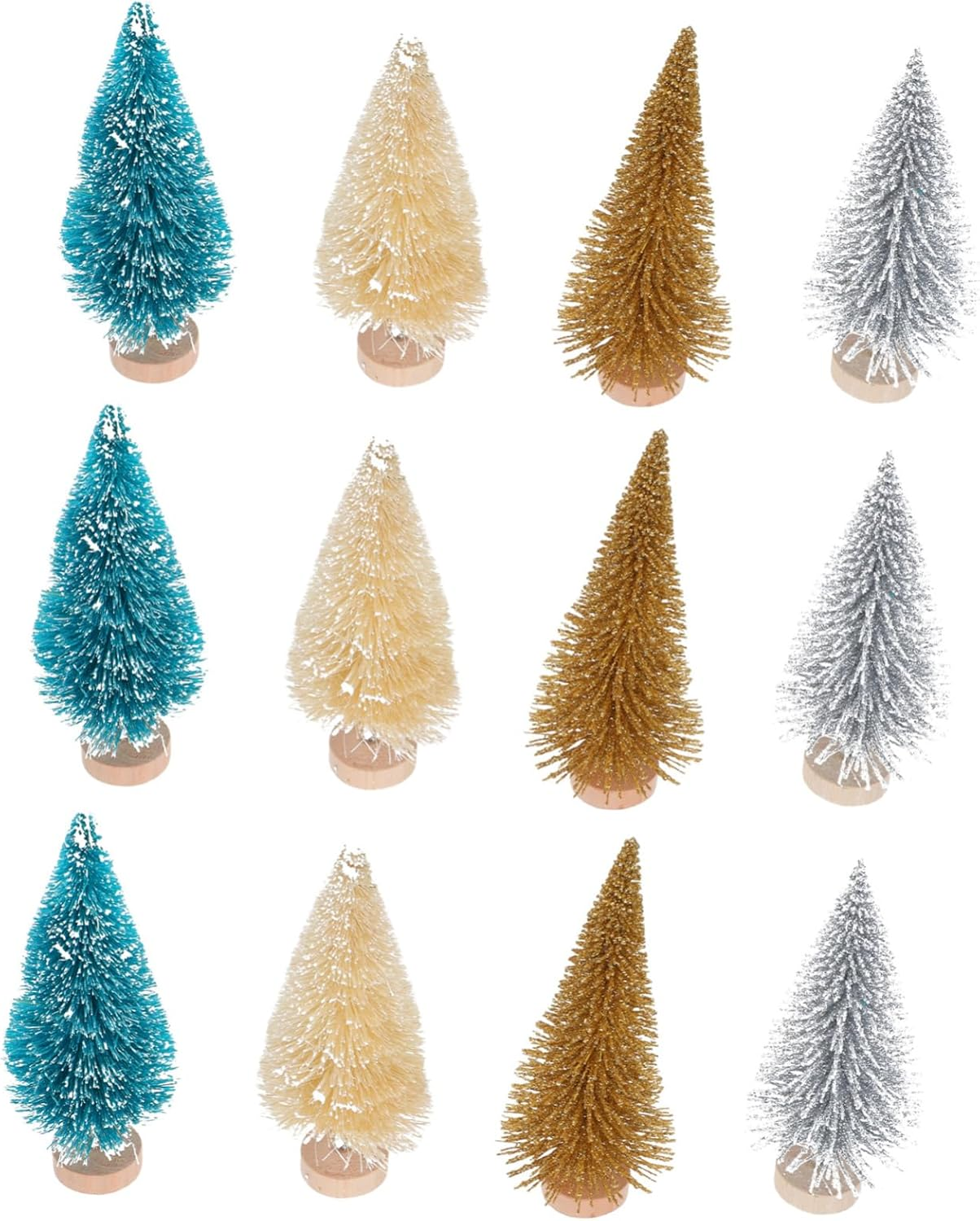 12Pcs Mini Christmas Trees Set Realistic Wood Miniature Xmas Trees for Mantel Decor for Home Office Car Study Living Room Bedroom Bathroom Bar Store image number 2