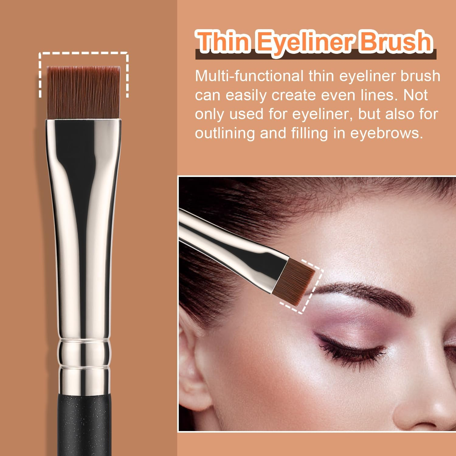 TEOYALL Thin Flat Eyeliner Brush, Precise Eyebrow Definer Brush, Concealer Brush for Cover Blemishes (Multifunctional Flat Brush) image number 4