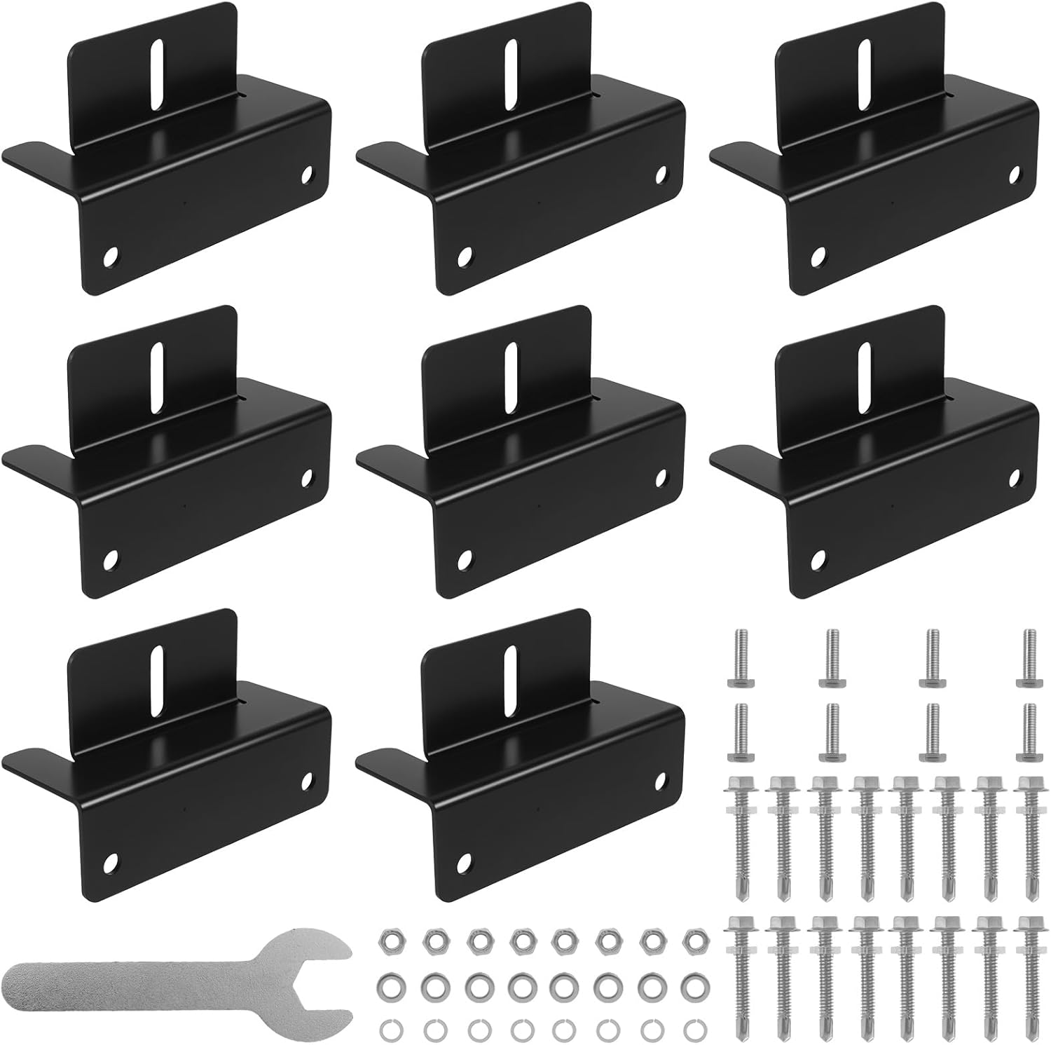 8Pcs Solar Panel Z Bracket Holder Kit Aluminum Alloy Solar Panel Mounting Bracket with Screws Mounting Hardware for RV Roof..(Black,9-Piece Set) image number 2