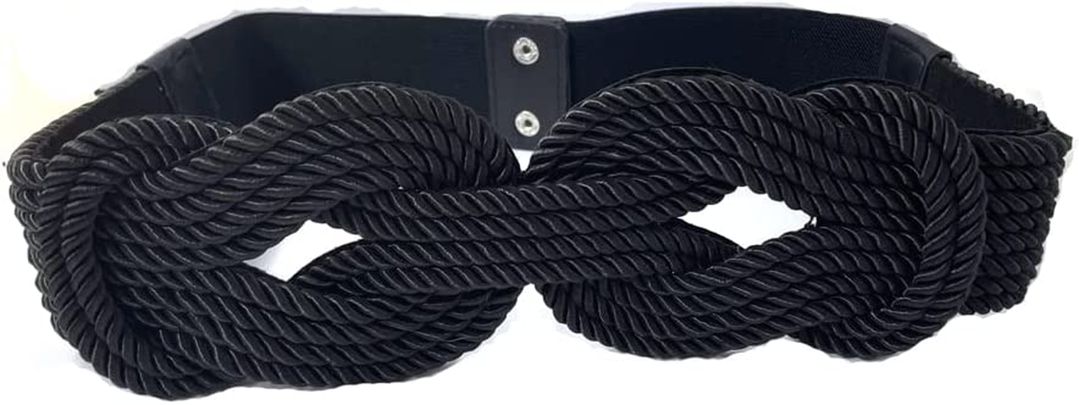 Elastic Wide Waist Cinch Belt for Women - Vintage Stretchy Waistband for Dresses, Woven Corset Belt, Black image number 2