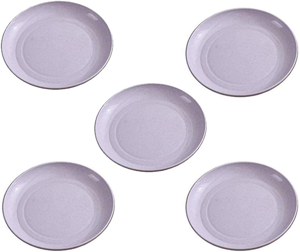ZGWANSUI 15Cm Wheat Straw Appetizer Plates, Unbreakable Small Dessert Plates Set of 5, Lightweight round Dishes Tableware, Reusable Flat Dinner Platters for Snack, Fruits, Noodles (Beige) image number 4