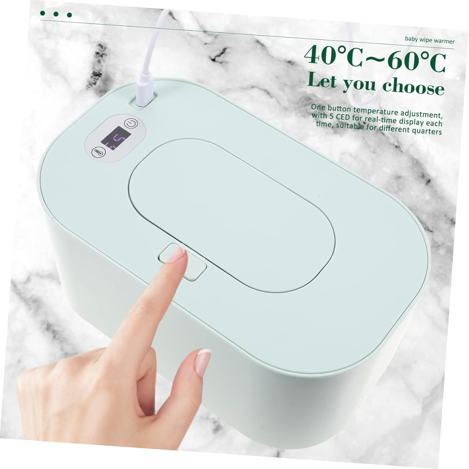 USB Portable Wipe Warmer for Babies Car Tissue Dispenser Smart Color for Travel Diaper Bags Keeps Wet Wipes Warm image number 4