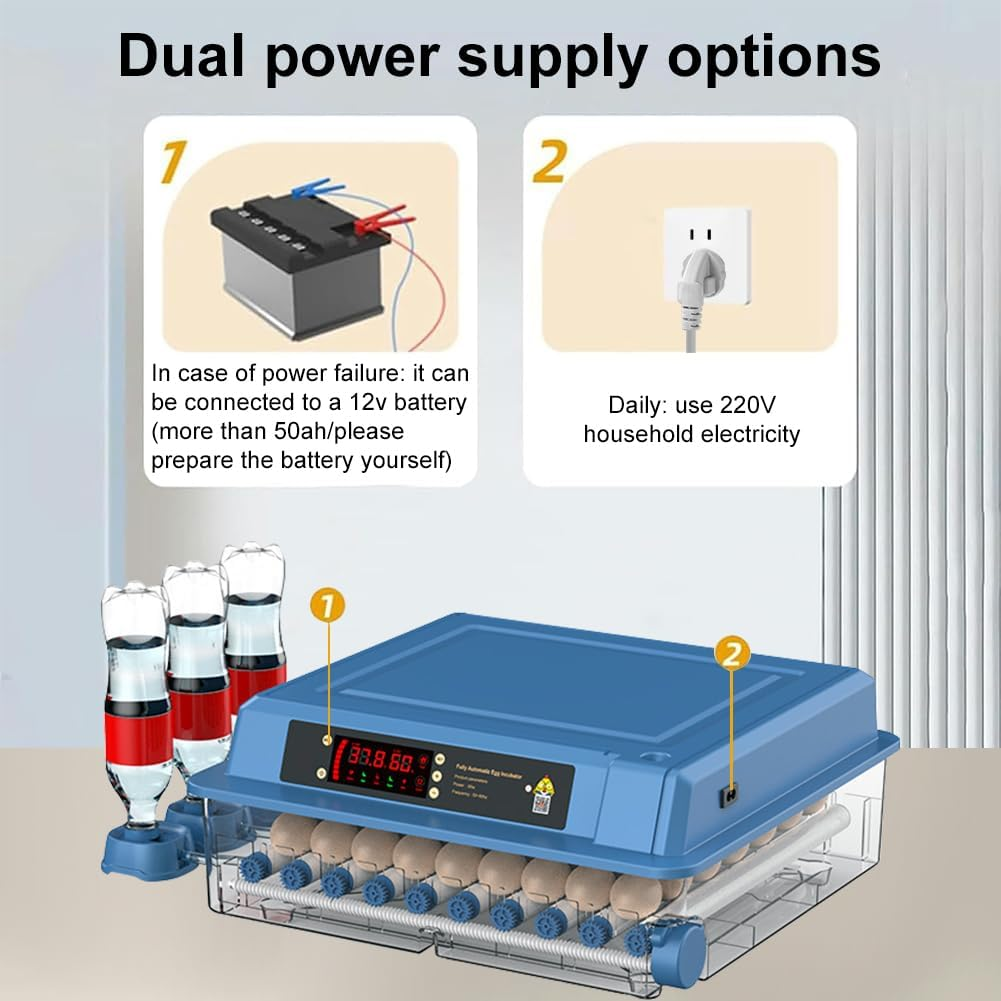 CHAOFLIGHT Eggs Incubator,64 Poultry Egg Hatchery Brooder Automatic Egg Turner with Temperature Control & Digital Touch Screen for Hatching Parrot,Birds,Chickens,Ducks,Quails (64 Eggs) - 128 Eggs image number 7