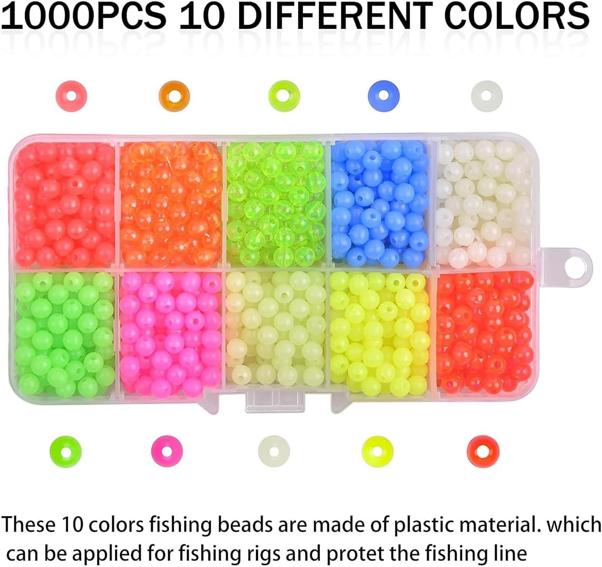 AIMALL 2 Boxs 5Mm Glow-In-The-Dark Luminous Fishing Beads, Plastic round Coloured Beads for Fishing Rigs, Luya Soft Bait, Spinner, Texas Rigs Accessories image number 5