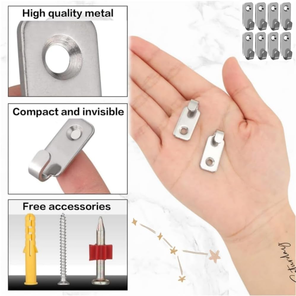 16 Pack Stainless Steel Wall Mounted Mini J Hooks , Ljxyloog Heavy Duty Picture Hangers Mirror for Frame Hanging Hardware Band Screw image number 1