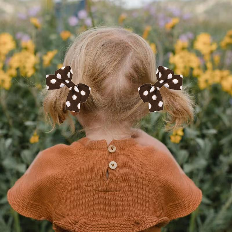 Baby Hair Clips for Girls, Leopard Baby Clip Bows,Toddler Girl Hair Accessories for Kids Fully Lined Polka Dot Alligator Clip Baby Barrettes,Packed in Pairs[K] image number 4