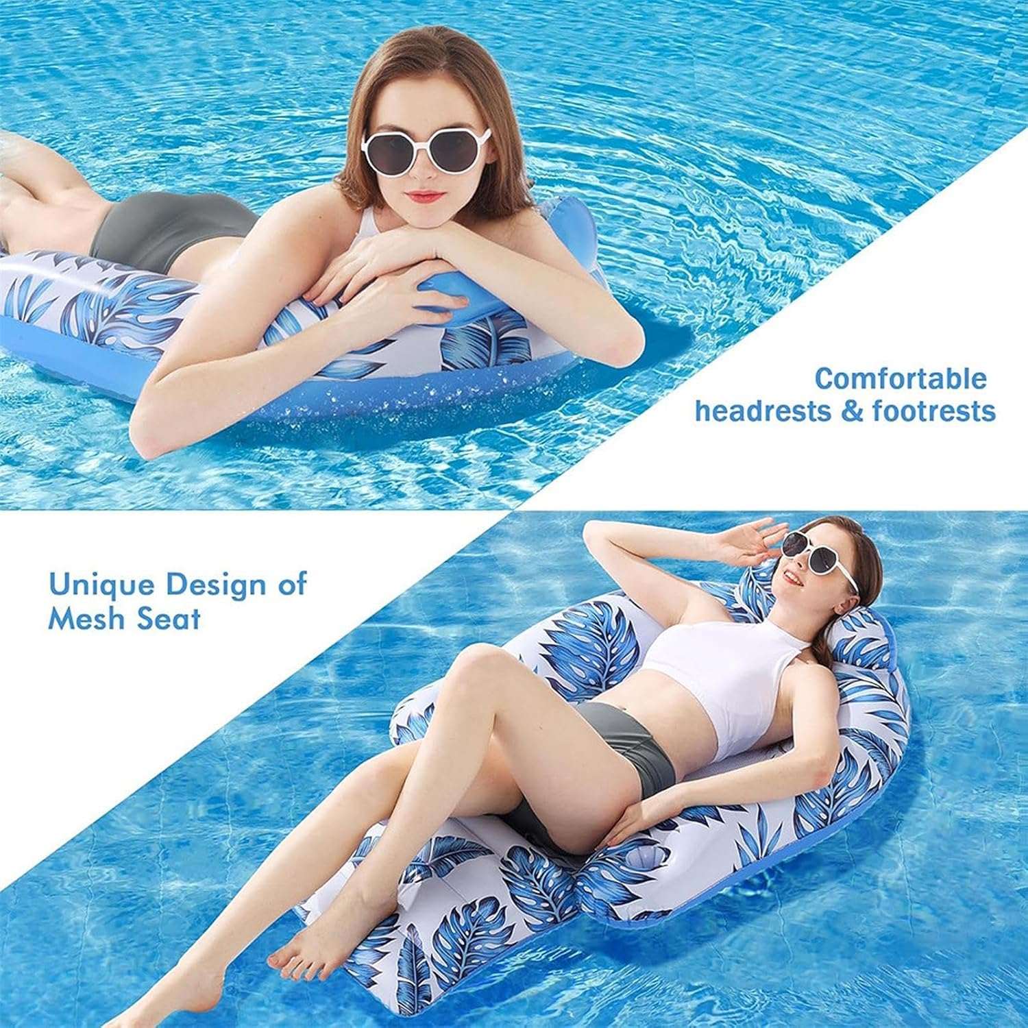 Pool Float | Pool Floaties | Adult Swimming Pool Lounger, Inflatable Float Armrests, Chair Inflatable Rafts, Sun Tanning Water Floats with Cup Holder for Adults image number 2