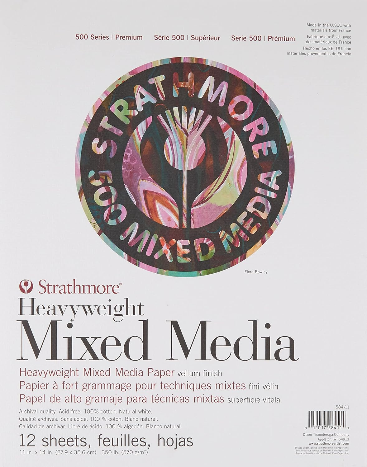 Strathmore 500 Series Heavyweight Mixed Media Pad 9"X12"-12 Sheets -62584900, White, 9X12 image number 2