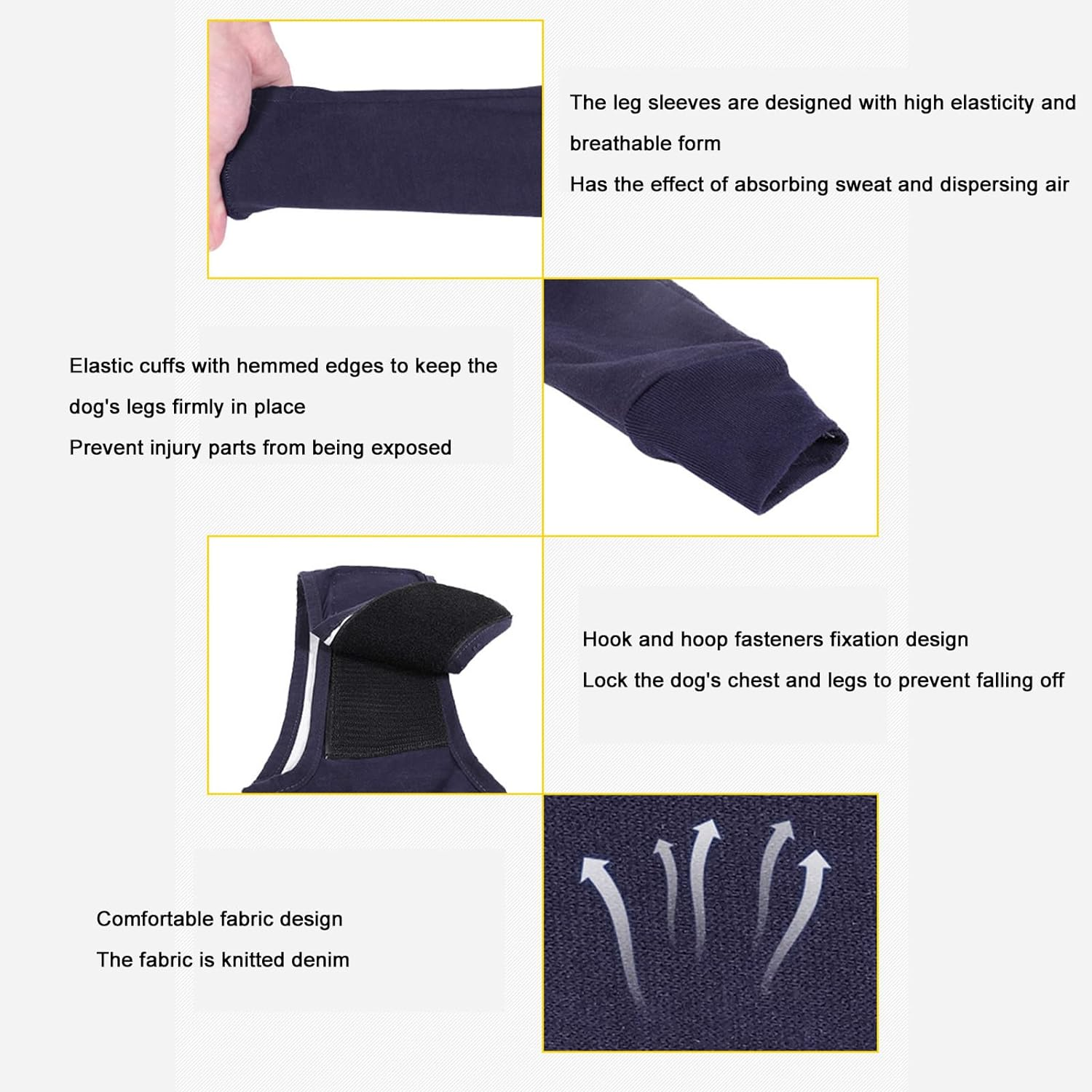 Dog Elbow Brace Protector, Breathable Elbow Protector Pads, Comfort Highly Elastic Lick Proof Elbow Brace Immobilizer Support for Postoperative Recovery, Wound Wrapping, Black(Xl) image number 3