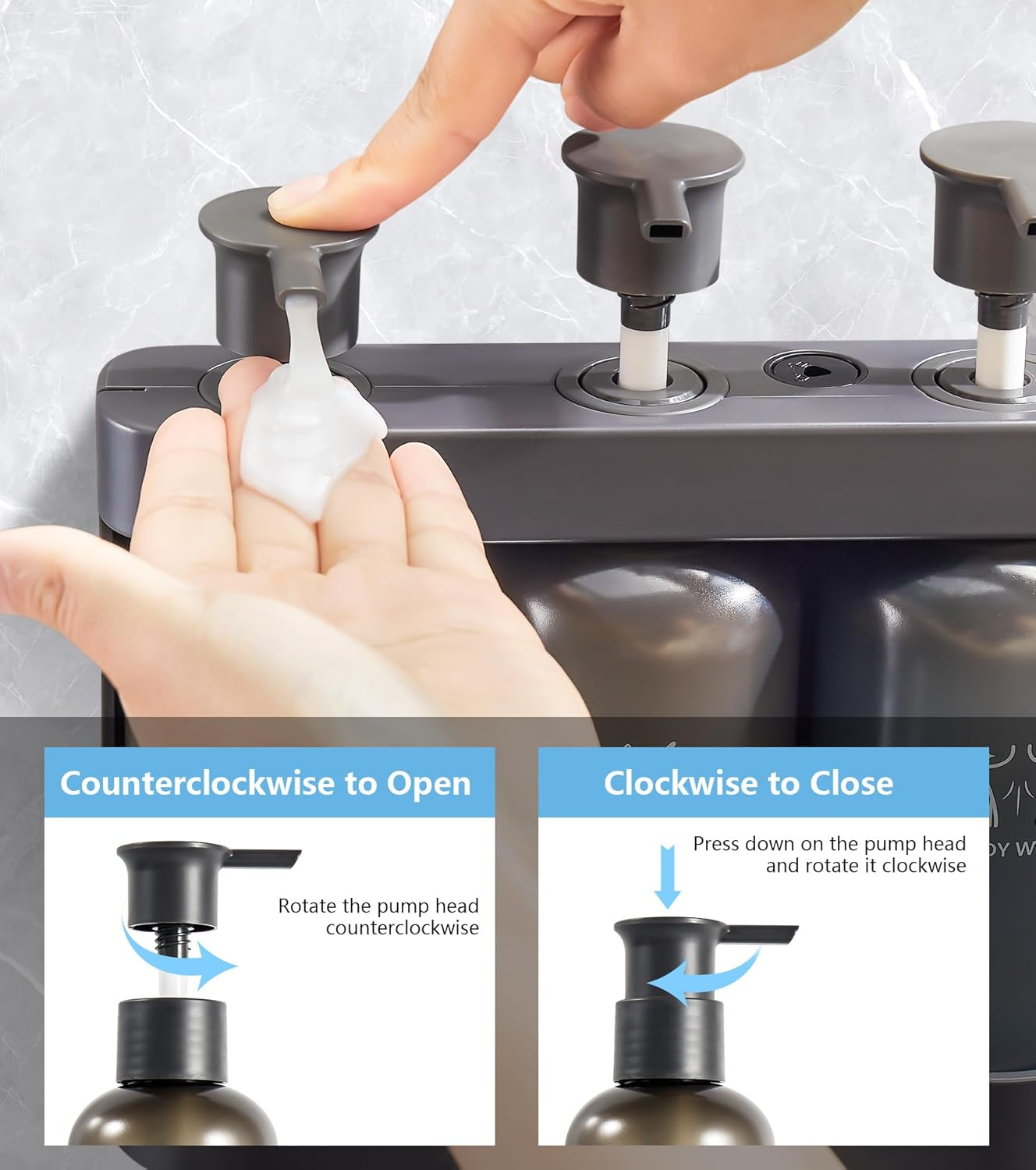 Shampoo Dispense for Shower, Shower Soap Dispenser Wall Mounted, Shower Dispenser 3 Chamber No Drill, Shampoo and Conditioner Dispenser for Bathroom Hotel, Shower Shampoo Dispenser 3 Chamber, Black - White image number 5