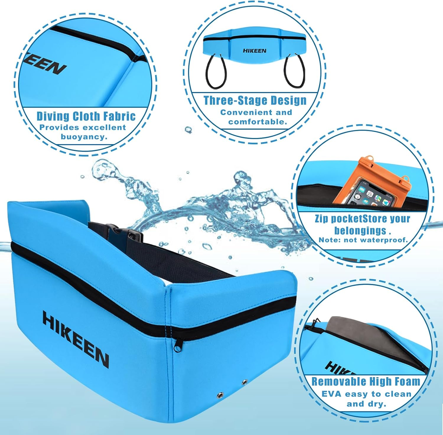 Hikeen Swim Belt for Adults/Kids,Water Aerobics Equipment with Fixing Straps and Zipped Pocket,Adults Pool Exercise Equipment for Pool Exercises and Workouts image number 6