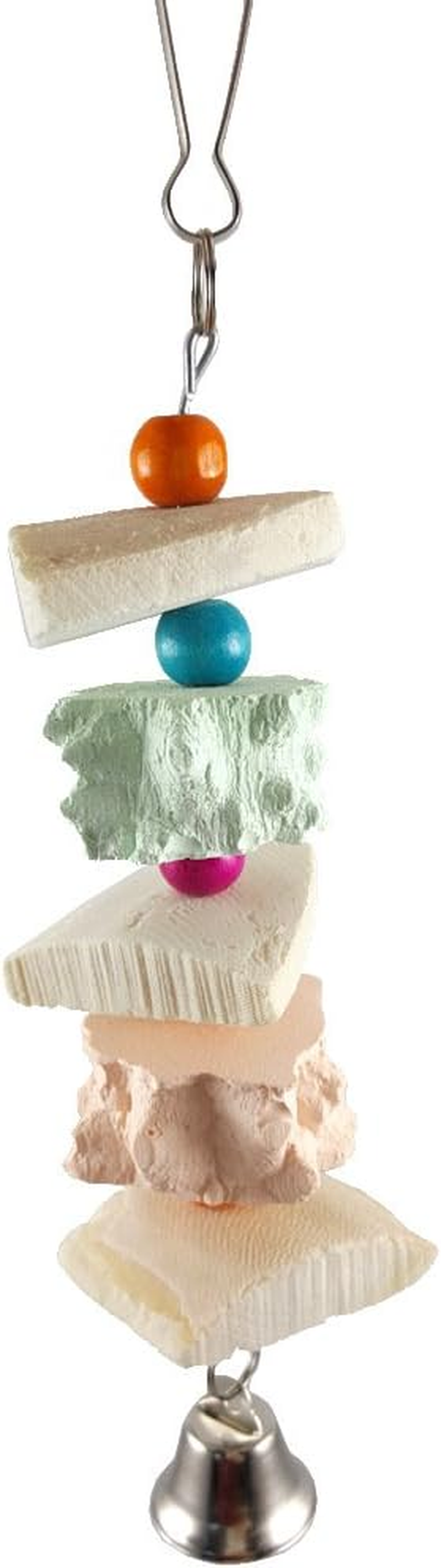 Bird Cuttlebone, Parrot Chewing Toy Beak Trimmer Calcium Stone with Bell for Parrots Conures Cockatiels Parrots Budgies African Grey