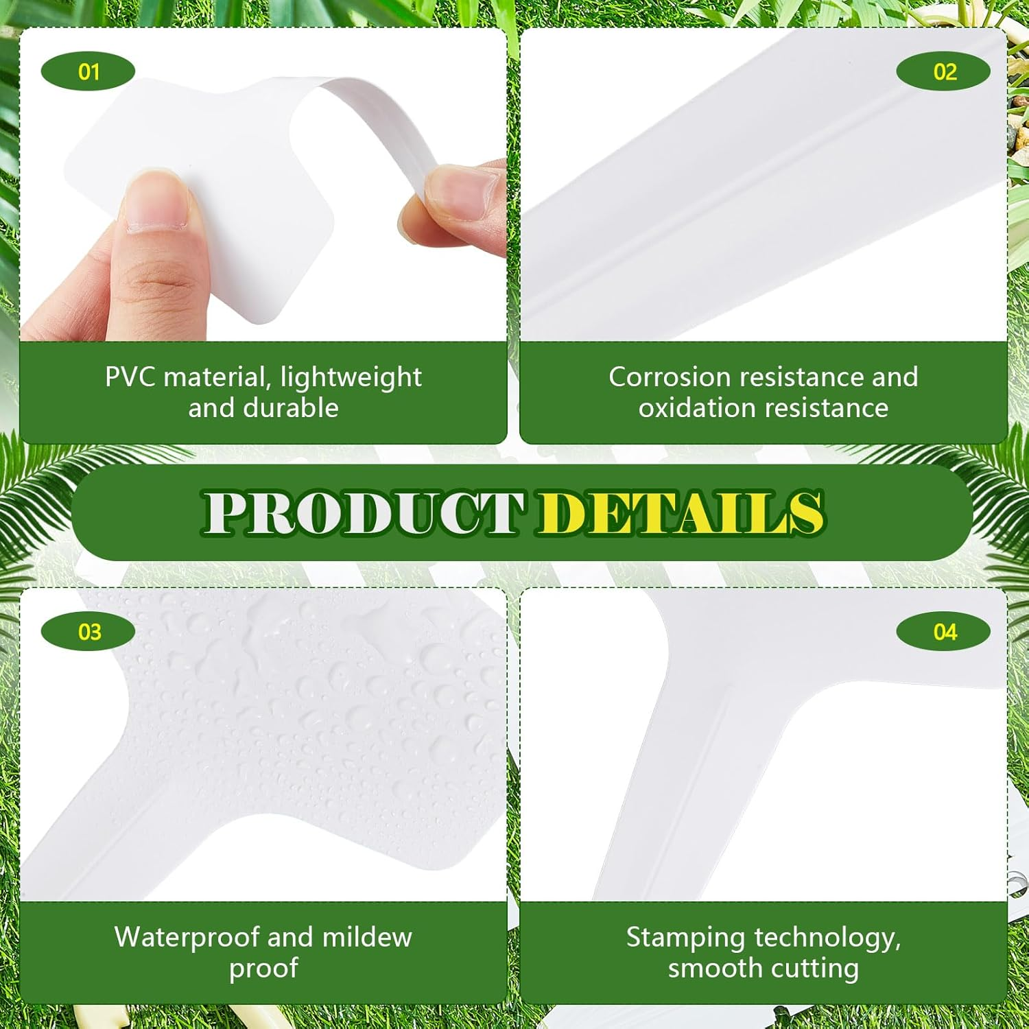 Flutesan 300 Pcs 10 X 6 Cm Plastic Plant T-Type Tags with 3 Pens Nursery Garden Labels PVC Plant Name Tags Waterproof Markers for Outdoor, White image number 2