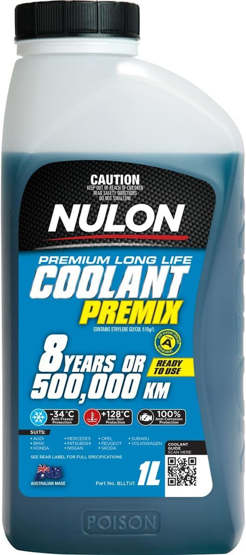 Nulon Blue Long Life Coolant Top-Up 1 Litre Bottle BLLTU1