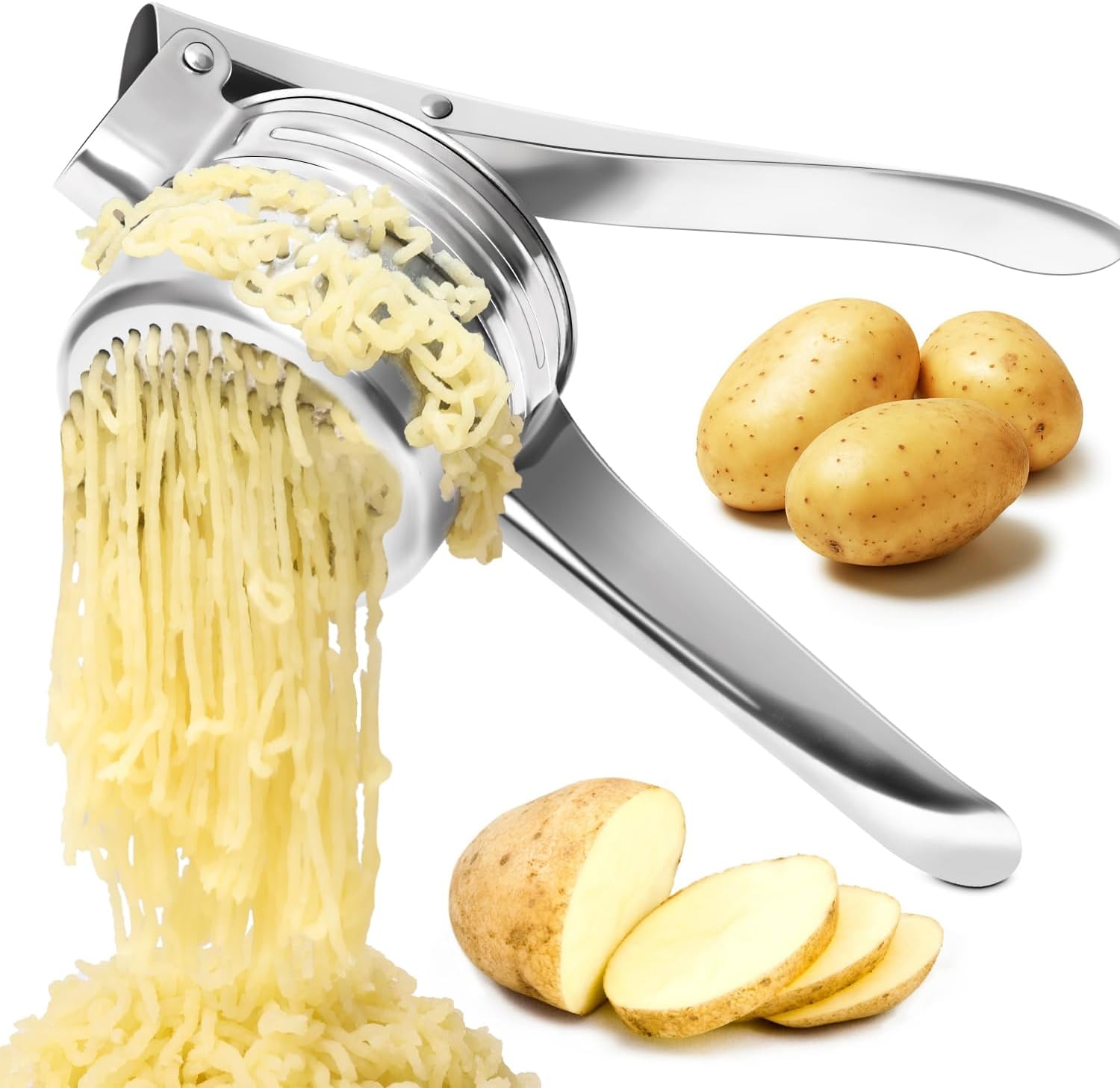 Yopinmall 15 OZ Potato Ricer, Stainless Steel Potato Masher Heavy Duty Ricer for Mashed Potatoes Kitchen Tool Potato Press Kitchen Gadget image number 2