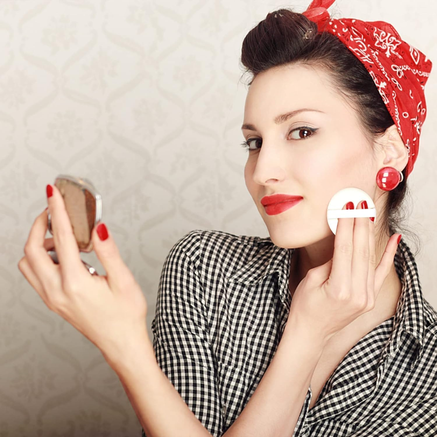 Powder Puff Velour Triangle Powder Puff and 4Pcs round Makeup Puff, Reusable Face Sponge with Strap, Soft Face Beauty Puffs image number 6