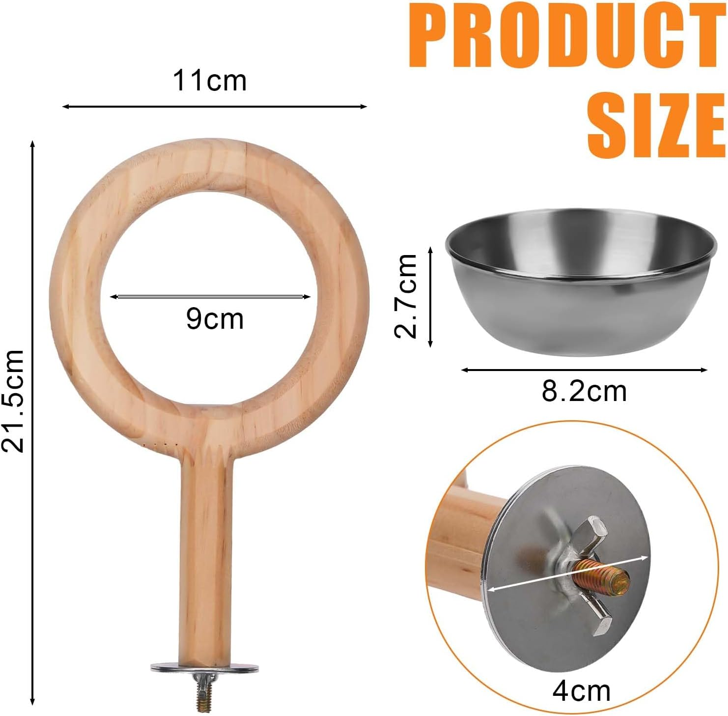 Bird Perch with Bird Feeding Cup, Parrot Wood Perch Tree Bird Perch Stand, Solid Wood Perch for Bird Cage Accessories for Parakeet Lovebird Cockatiel Small Birds image number 5