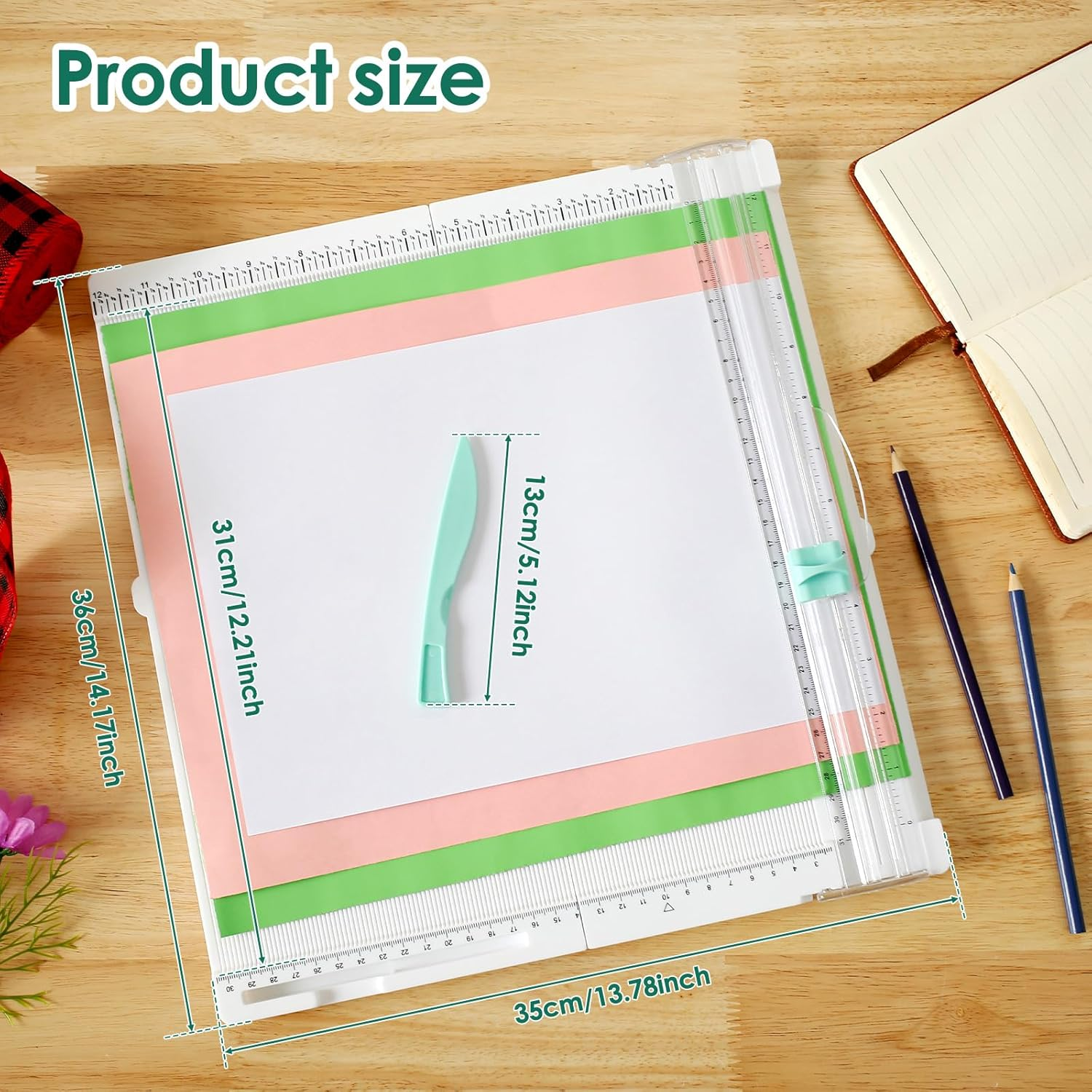 Abizarch Paper Trimmer with Scoring Cutter A4 Size Craft and Office Paper Cutter Foldable Portable Paper Slicer with Scale for Craft Paper Photo Cardstock Card Scrapbooking Zhazhamo(White) image number 1