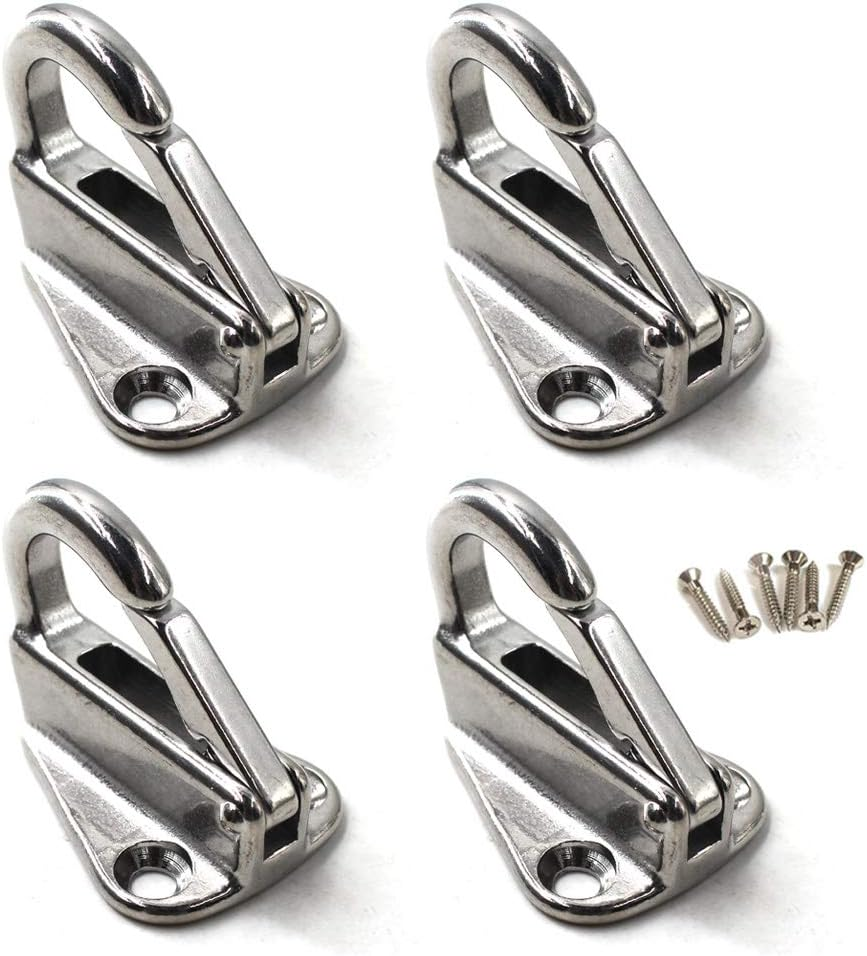 Flomore Fender Hook Marine Grade 316 Stainless Steel Spring Snap Hook Boat Ship Hardware (Pack of 4) image number 3