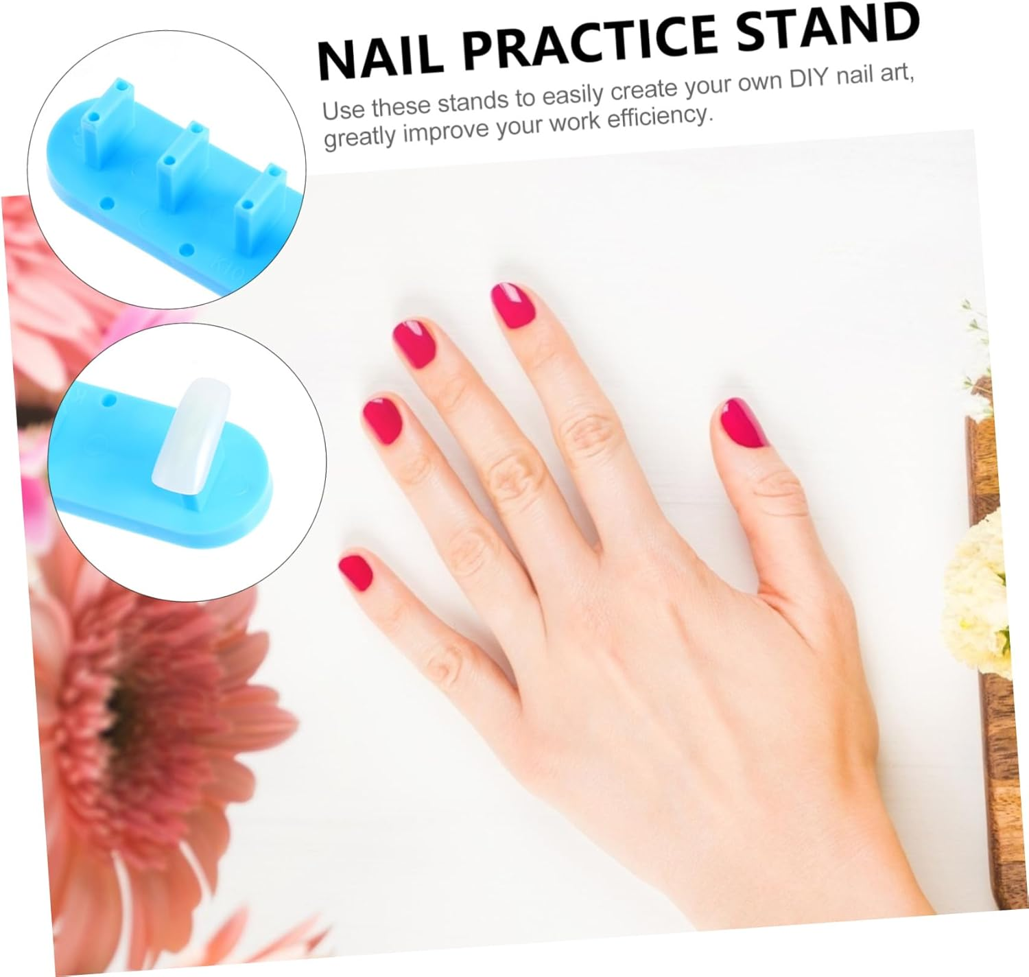 WOONEKY 9Pcs Nail Art Practice Holder Nail Tip Holder Display Rack Manicure Stand image number 4