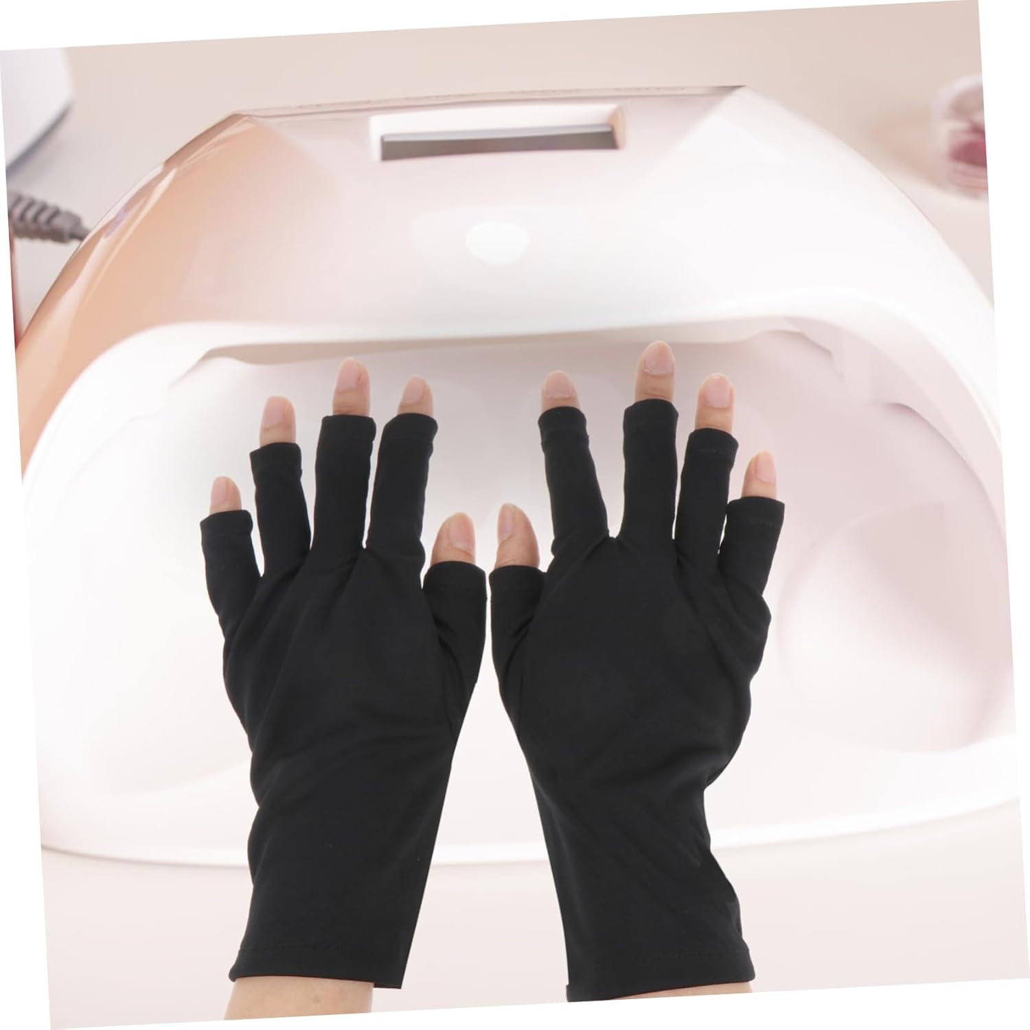 HONITANO 2Pcs Fingerless UV Protection Gloves for Manicure Lightweight Nail Sun Shield Comfortable Elastic Design for Gel Nail Treatments image number 3