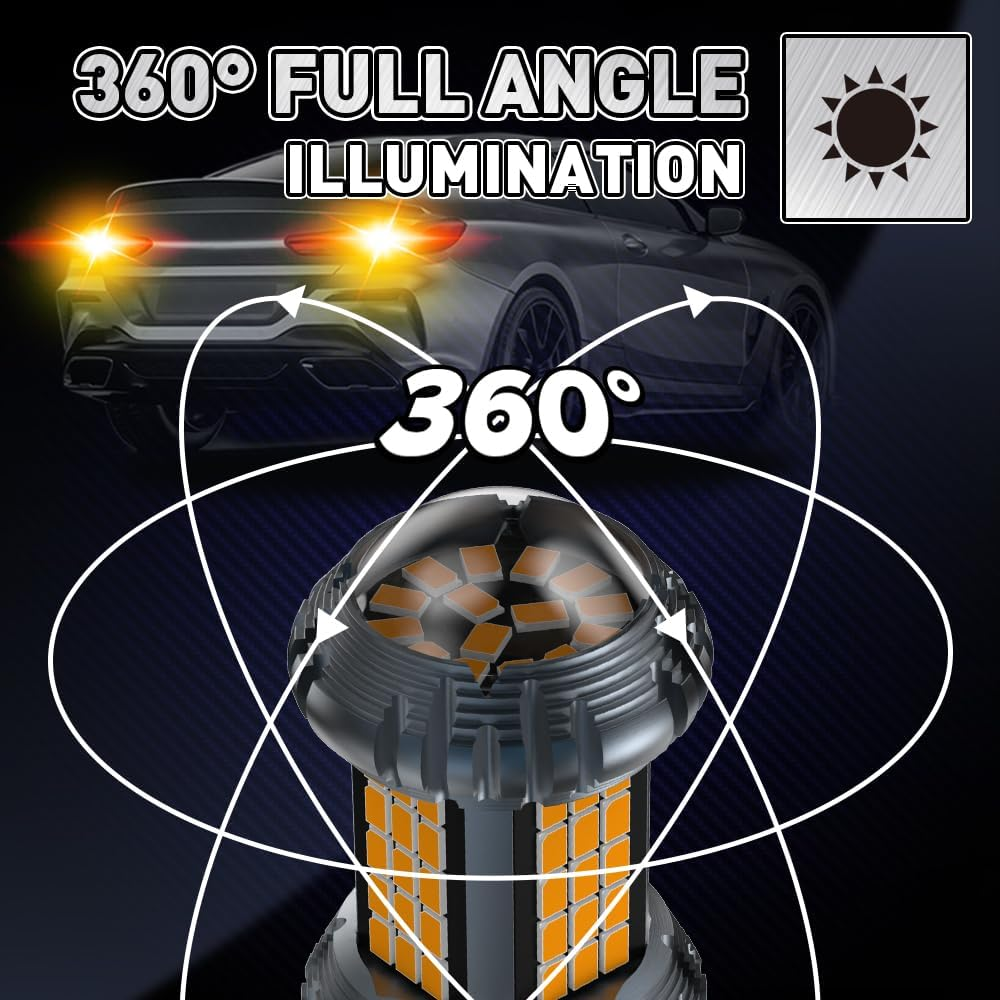 Kaidengzhe 1156 BAU15S LED Bulbs, Newest Upgrade 12V PY21W Amber LED CANBUS Error Free anti Hyper Flash 24V 2641A 12496 7507AST Yellow LED Bulb with Projector Replacement for Turn Signal Lights, 2PCS image number 1