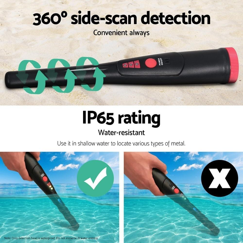 WEISSHORN Metal Detector, Portable Handheld Pinpointer Finder Bounty Hunter Black image number 1