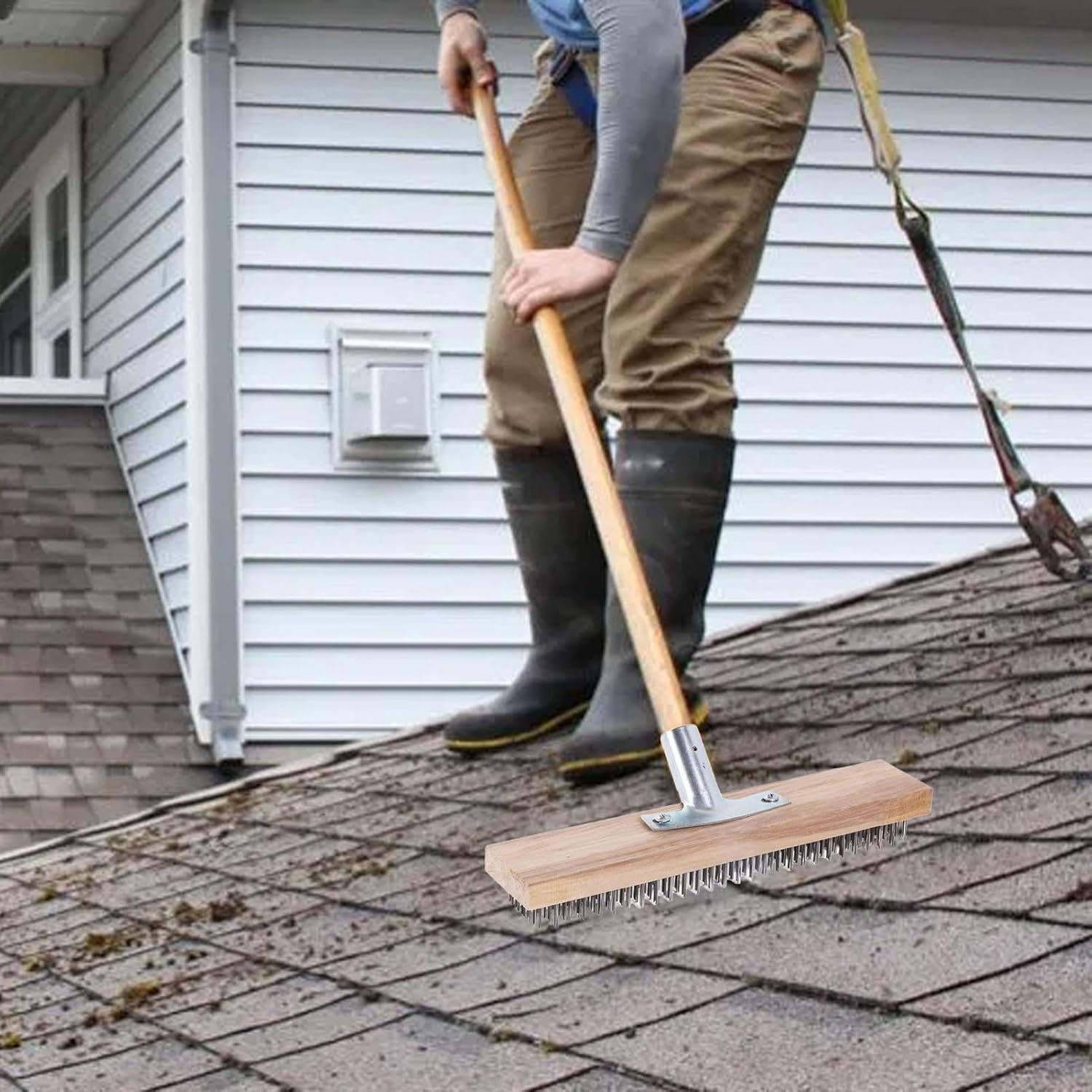 Wire Broom Stainless Steel, Steel Wire Broom 20/30/45Cm for Weeds and Moss - Garden Broom with Hard Bristles for Scrubbing Decks, Driveway, Patio image number 3