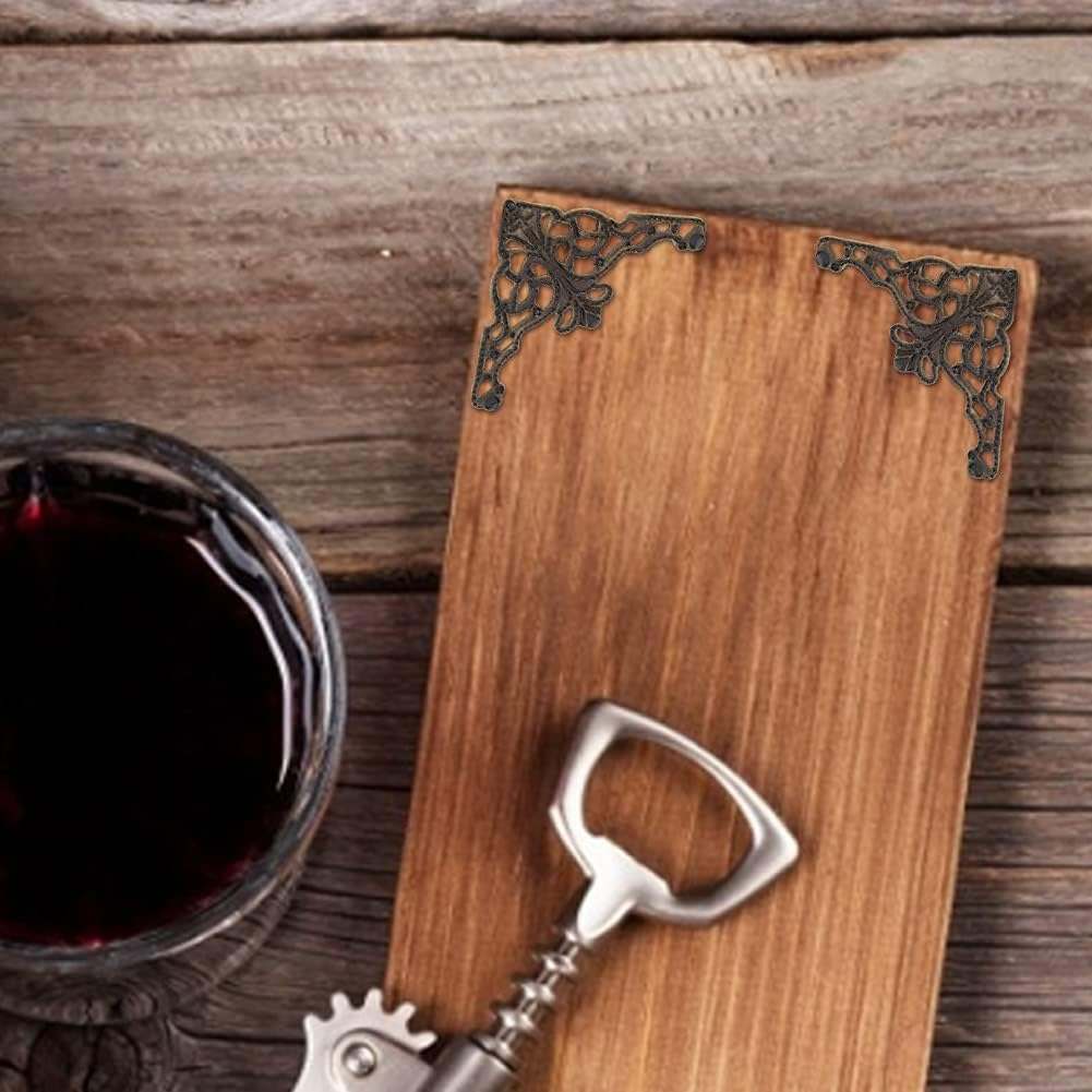 Corner Decorative, Vintage Corners Guards Book Album Edge Cover Flat Iron Decorative Elegant Metal Protectors for Wall Edges Furniture Home Office Decor DIY Wood Products Decoration(Ancient Copper) image number 6