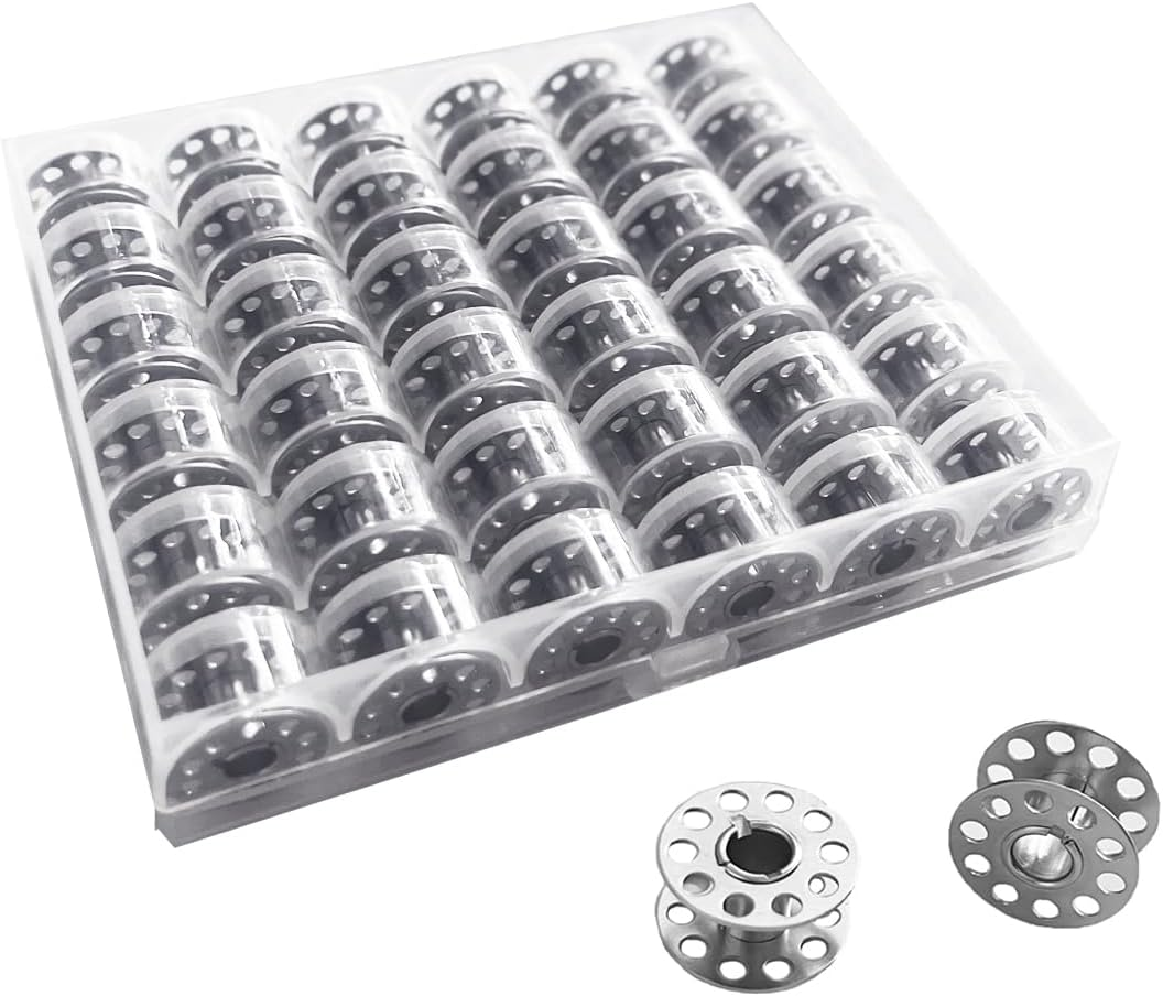 36PCS Sewing Bobbins with Bobbin Case, Sewing Machine Bobbins for Craft Sewing, Betybedy Metal Bobbins Set, Sewing Machine Accessories (Metal)