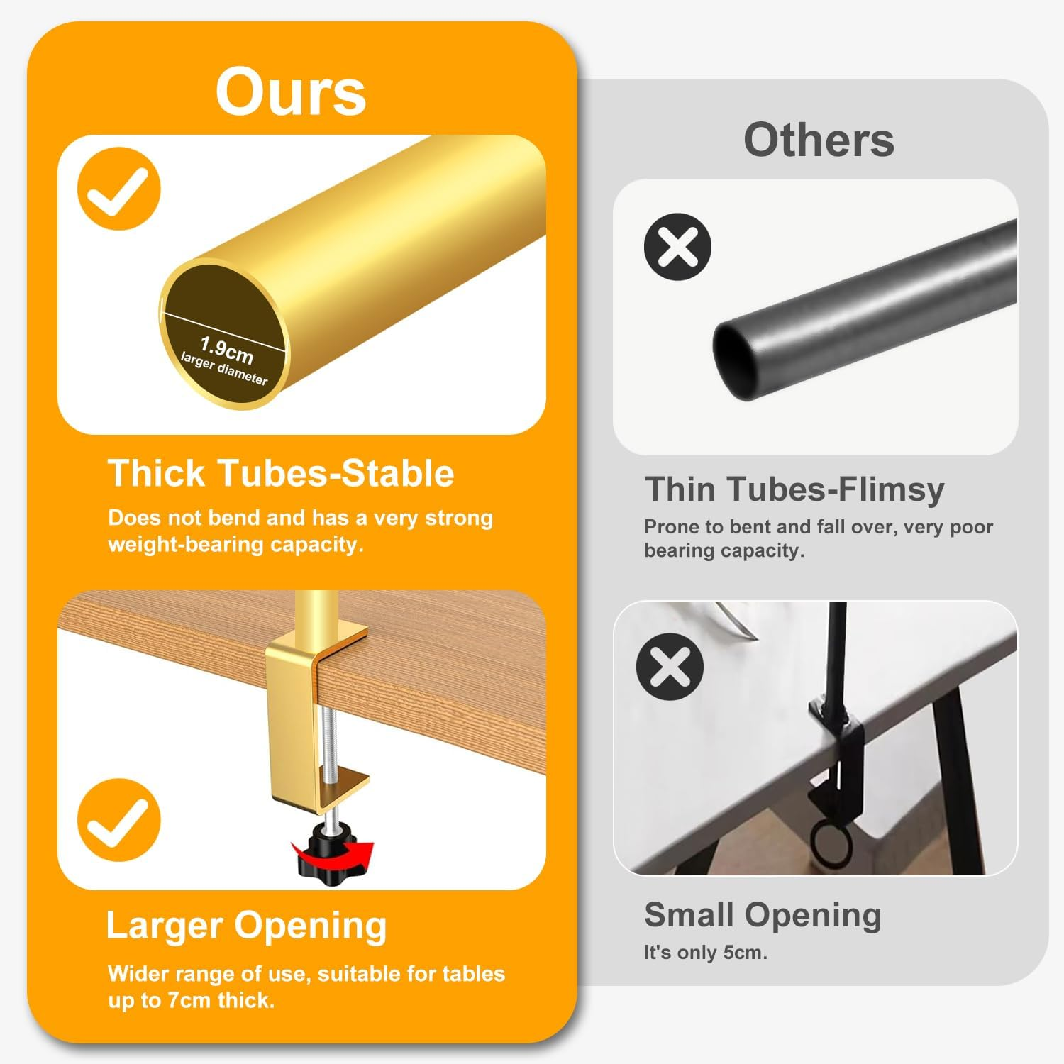 Springup over the Table Rod Stand with Clamps Adjustable 40-120 Cm Tall 55Cm-250 Cm Length Table Arch Hanging for Wedding Birthday Party Halloween Christmas Decoration (Gold) - White image number 5