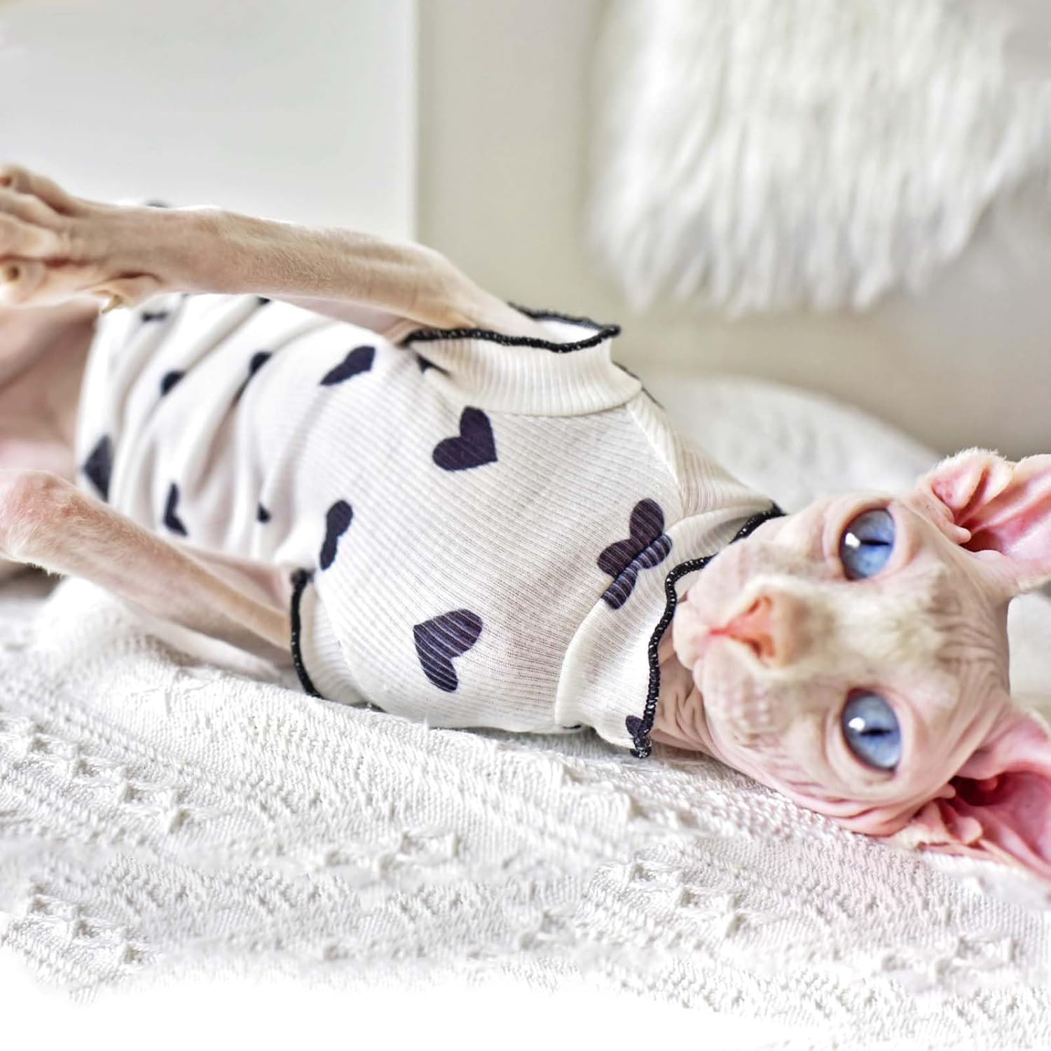 UOSIA Hairless Cat T-Shirts Cat Clothes Breathable Cat Shirts Cute Kitten Vest Skirt Pullover Cat Sweaters Pet Summer Apparel for Sphynx Cornish Rex Devon Rex Peterbald Small Dogs image number 5