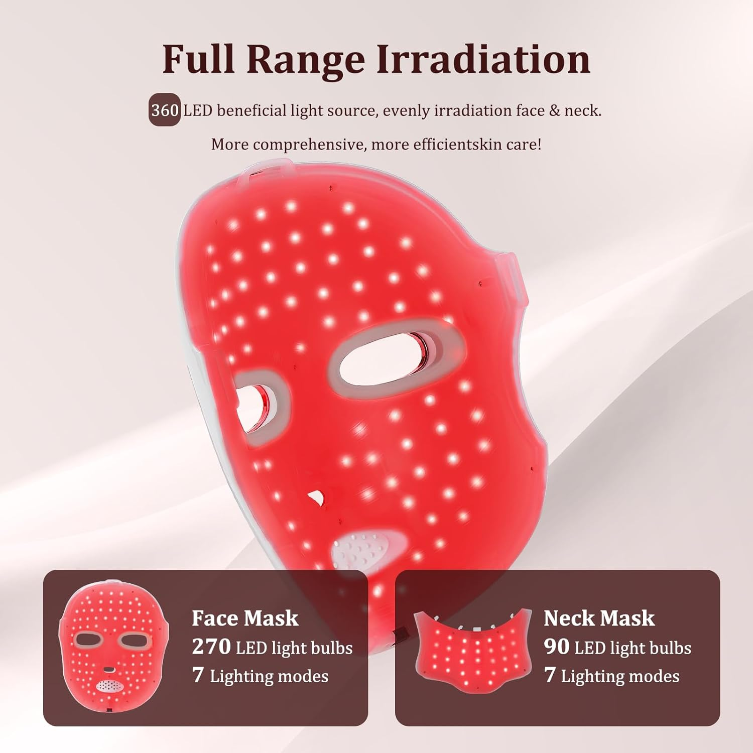 LIARTY Facial LED Mask 7 Colors LED Photon Therapy Mask, LED Face Mask Red Light Therapy Facial Device for Skin Rejuvenation